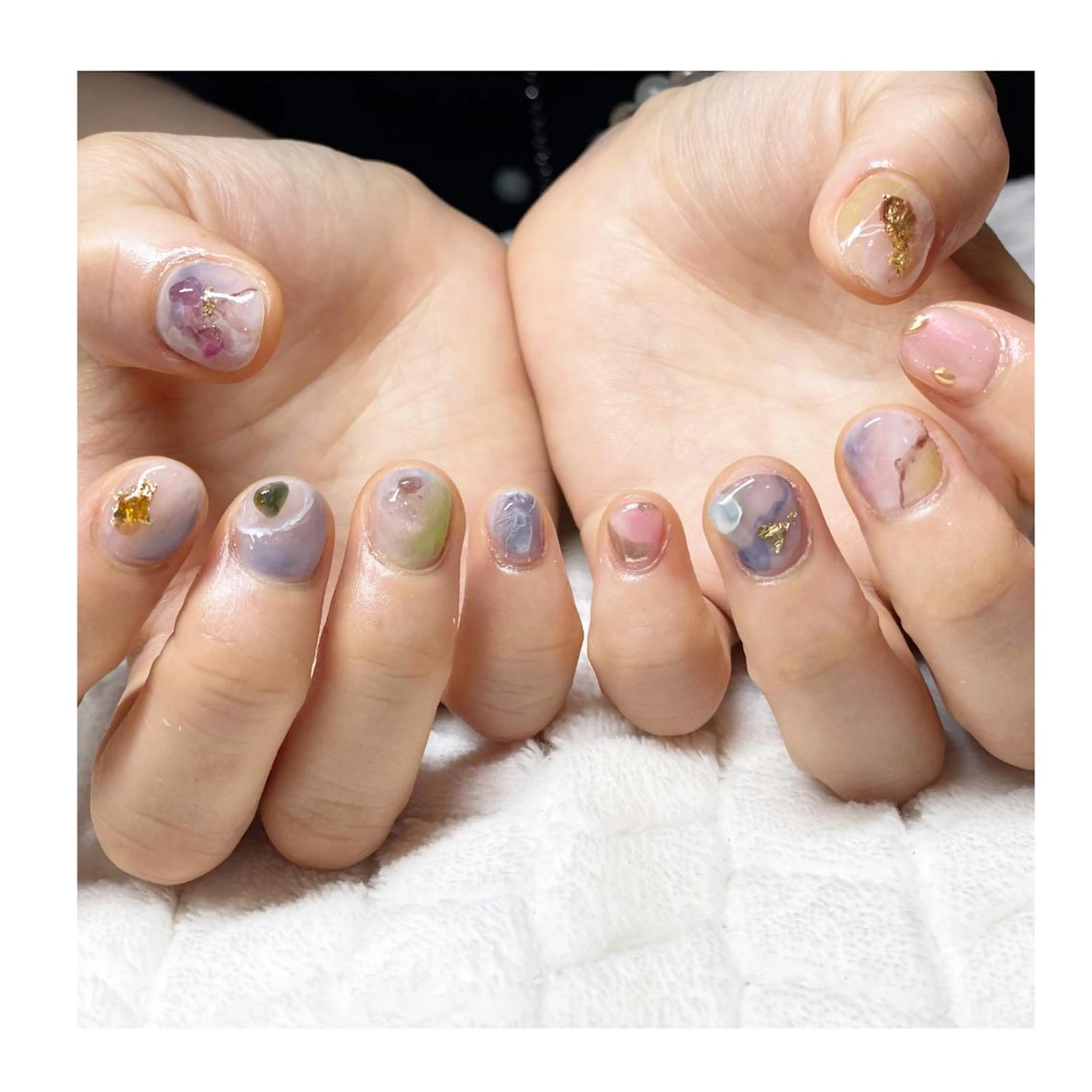 ネイル ジェルネイル ニュアンスネイル ショートネイル ストーンネイル ハンドネイル LaLa Peach 福岡のマツエク・マツパデザイン