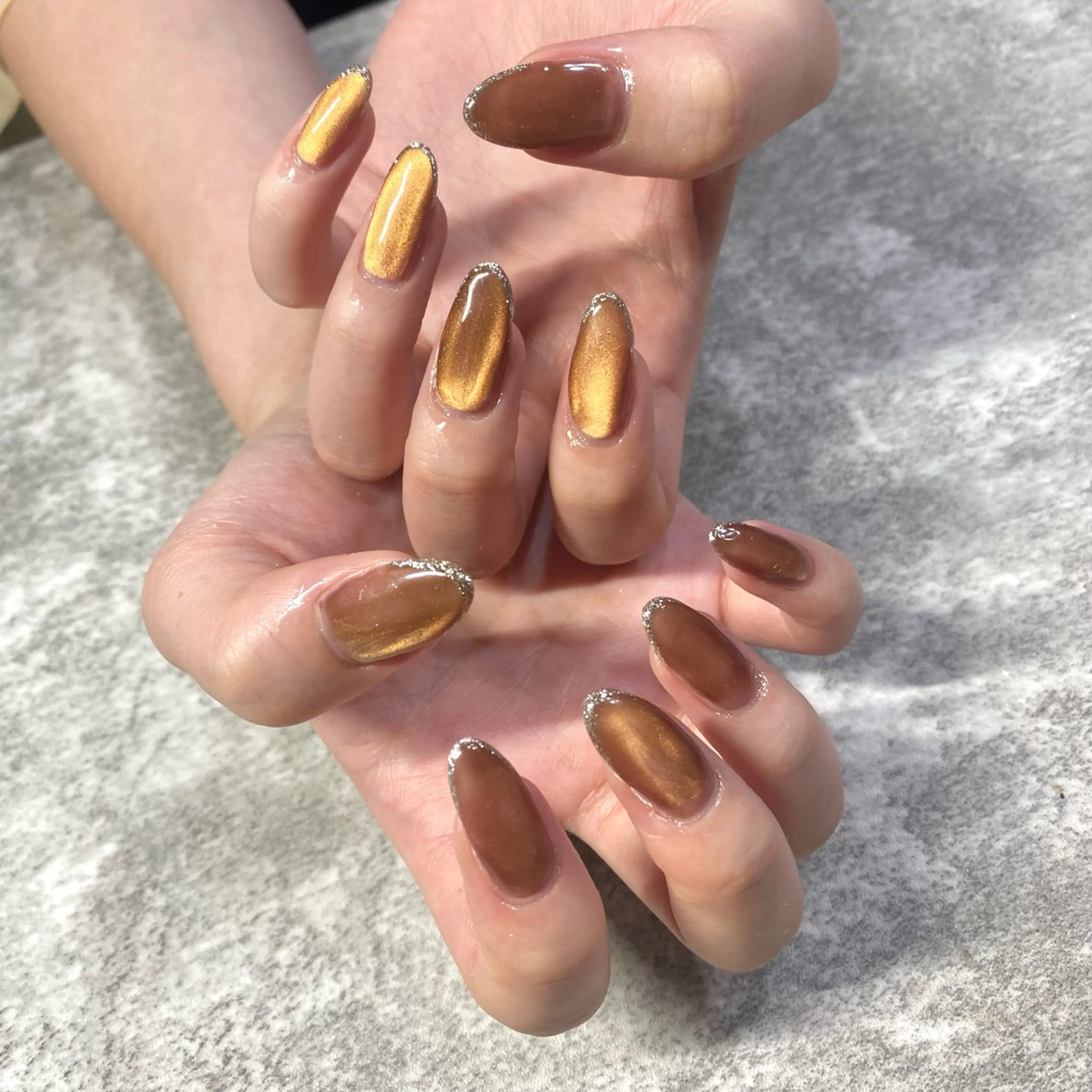 ネイル フレンチネイル ラメ(グリッター) マグネットネイル ハンドネイル ★Rinail... .のネイルデザイン