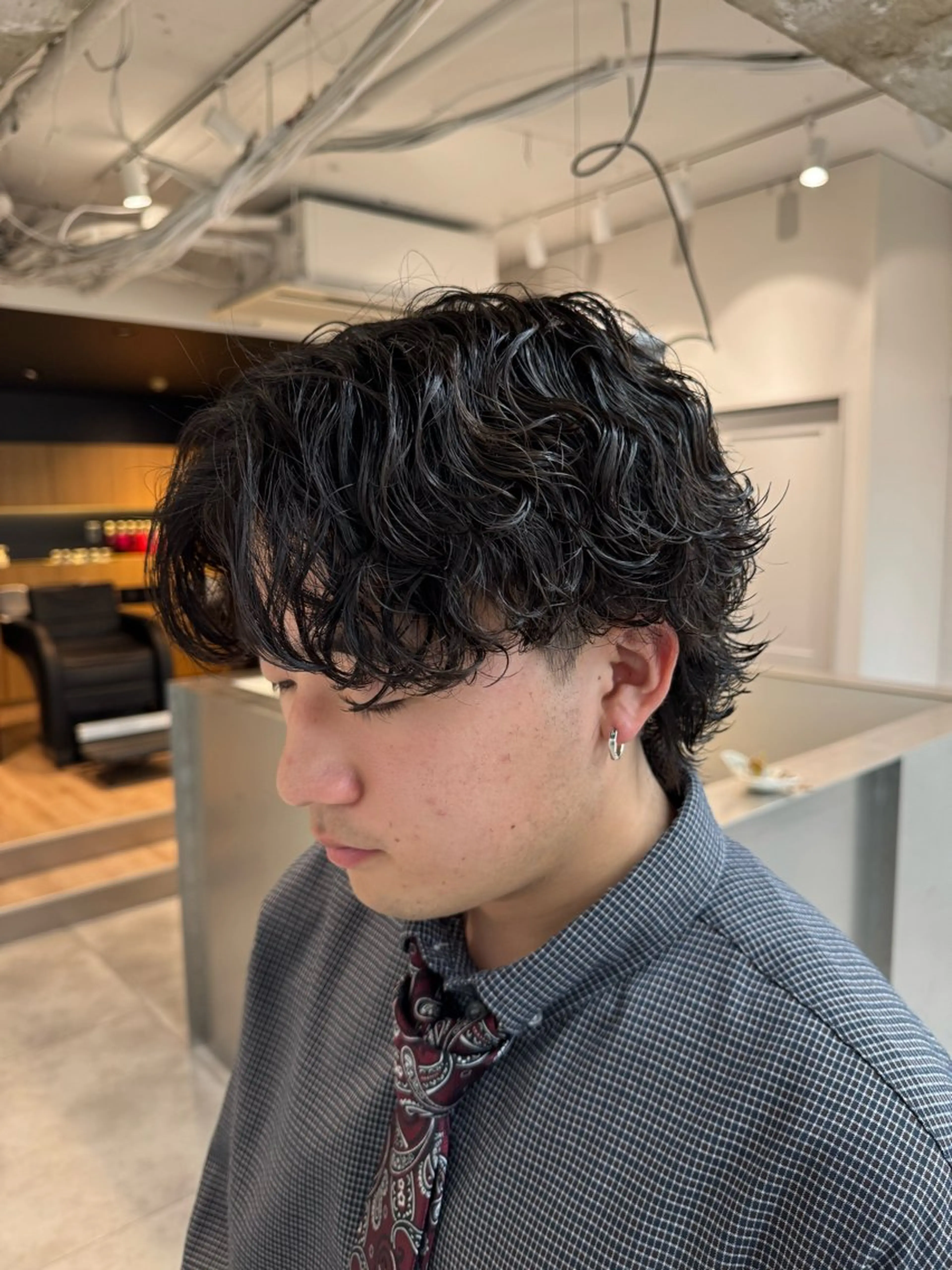パーマ メンズ センターパート 波巻きパーマ カット パーマ 大宮メンズ特化/パー マ職人/小川藍人のヘアスタイル