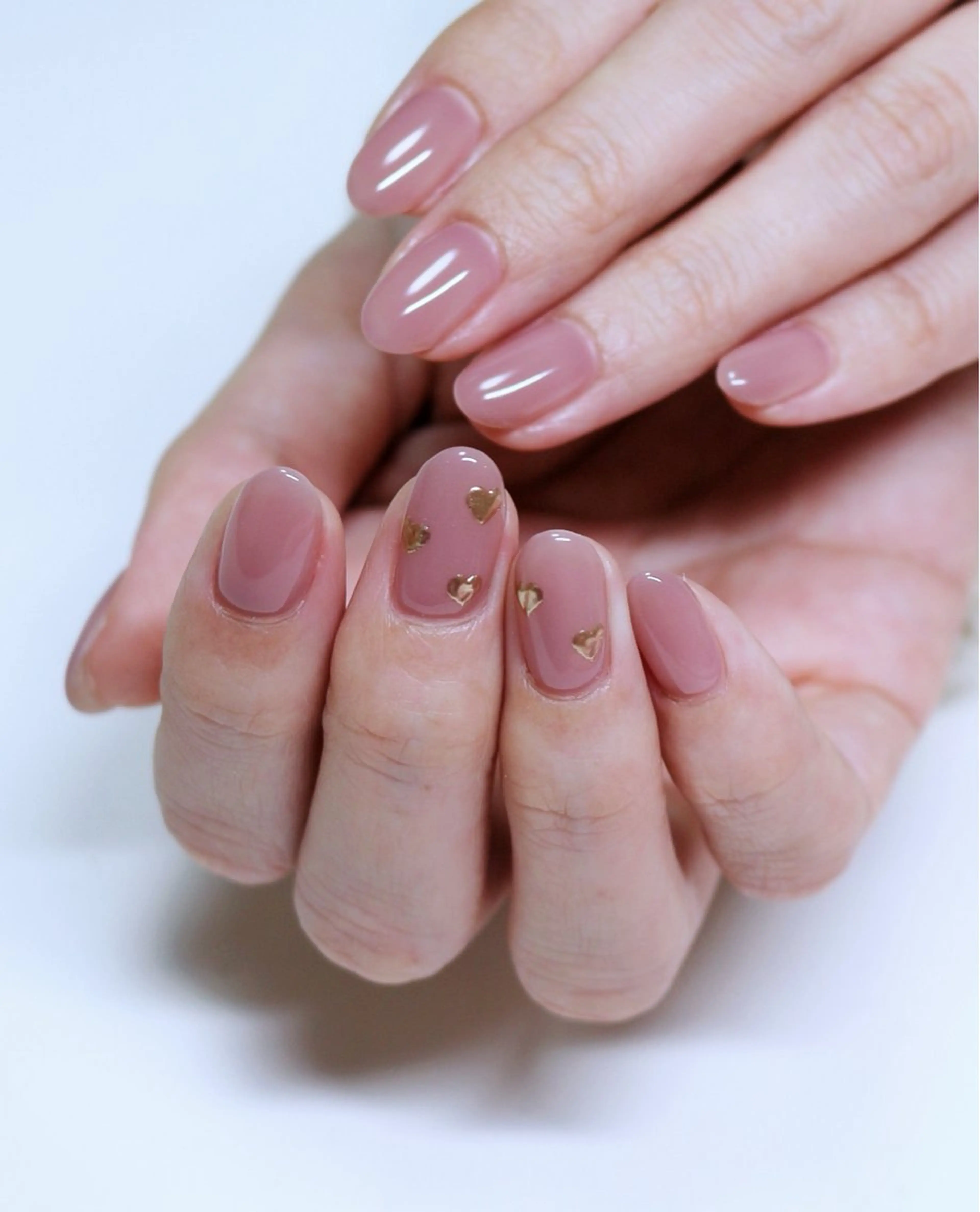 ネイル ハート ミラーネイル オフィスネイル ピンク シンプルネイル ハンドネイル Baku Nailsのネイルデザイン