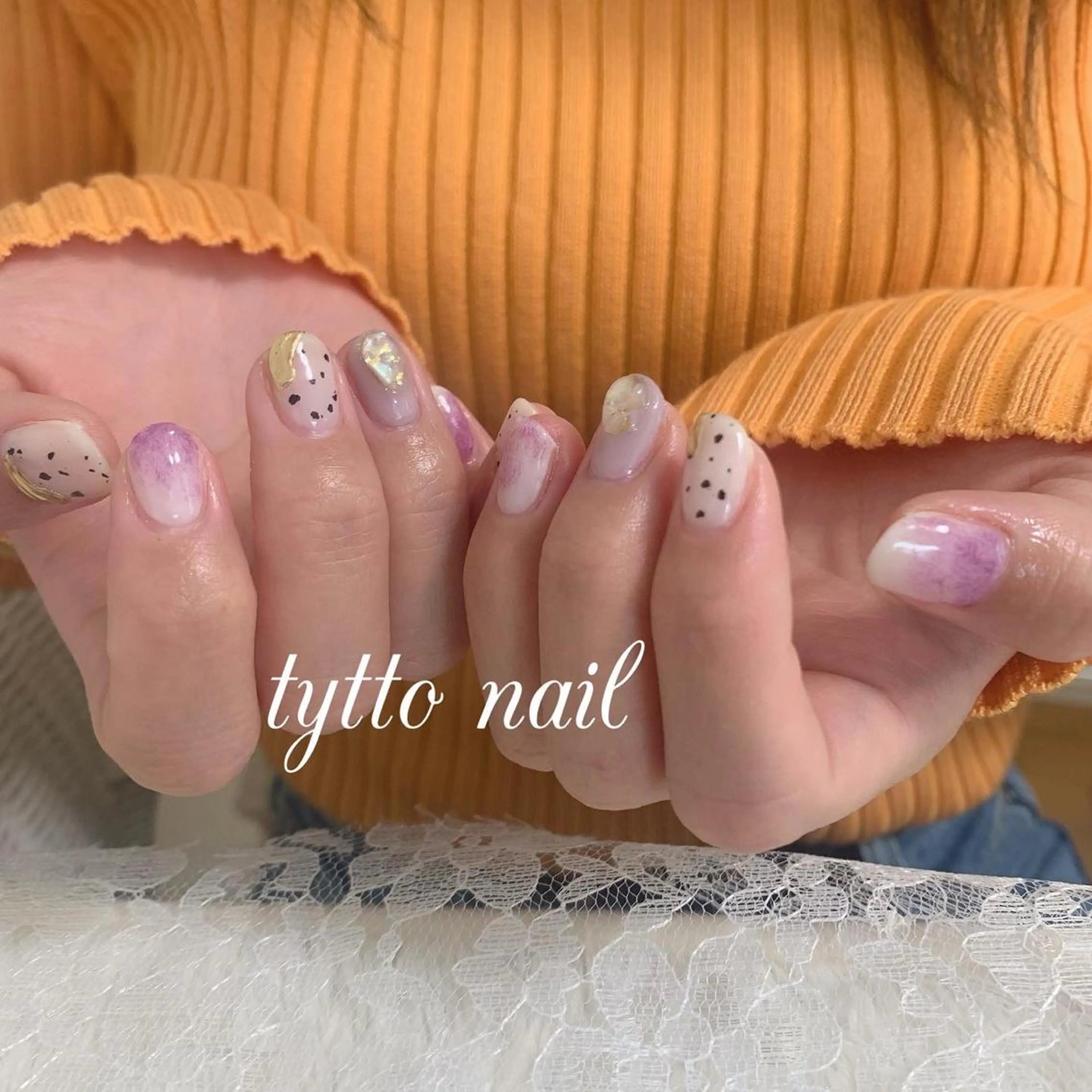 ネイル 韓国ネイル ミラーネイル ぷっくりネイル パープル 春ネイル ハンドネイル tytto nail ❤︎‪‪eri‪‪のネイルデザイン
