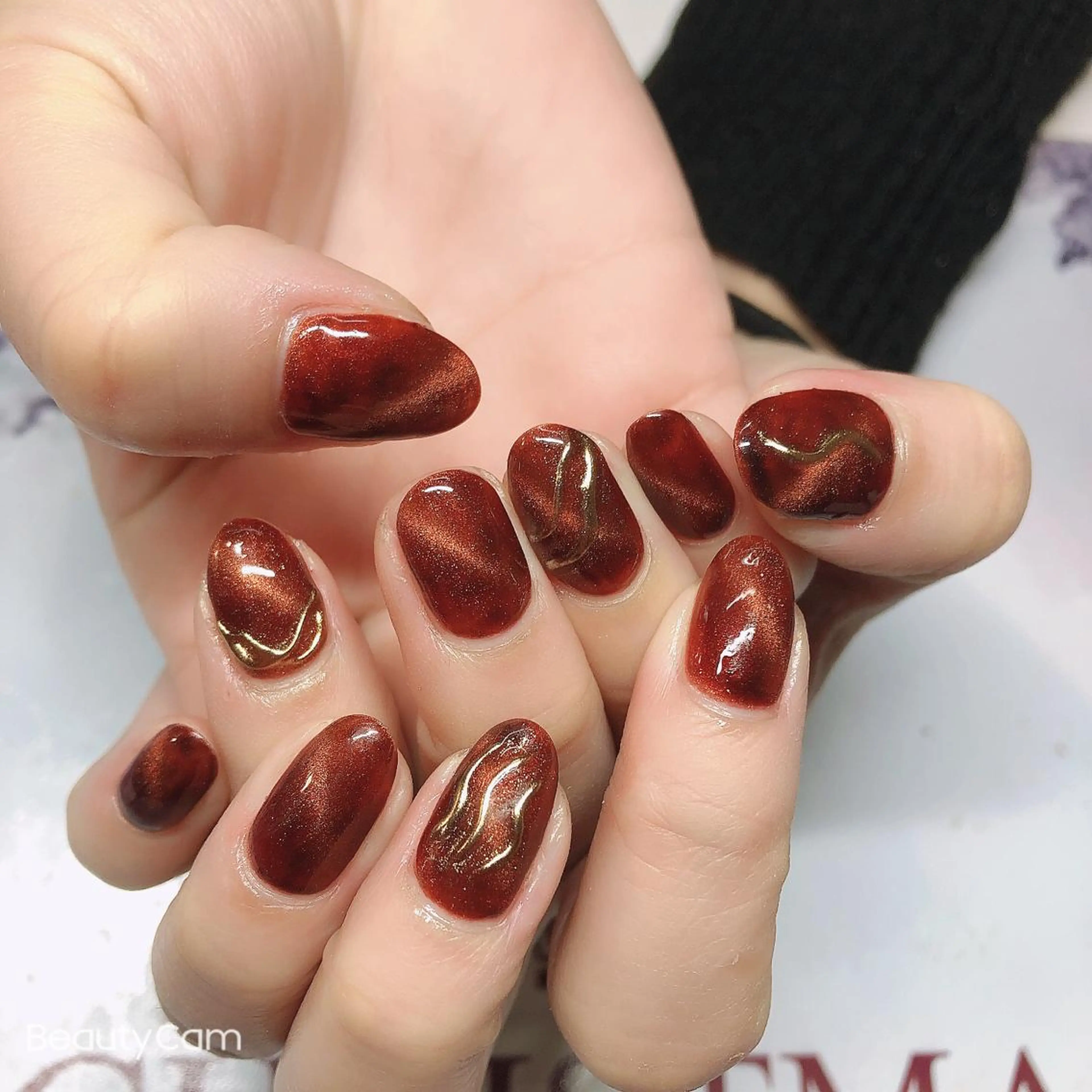 ネイル マグネットネイル ワンカラーネイル ガレンドウ 白澤 愛子のネイルデザイン