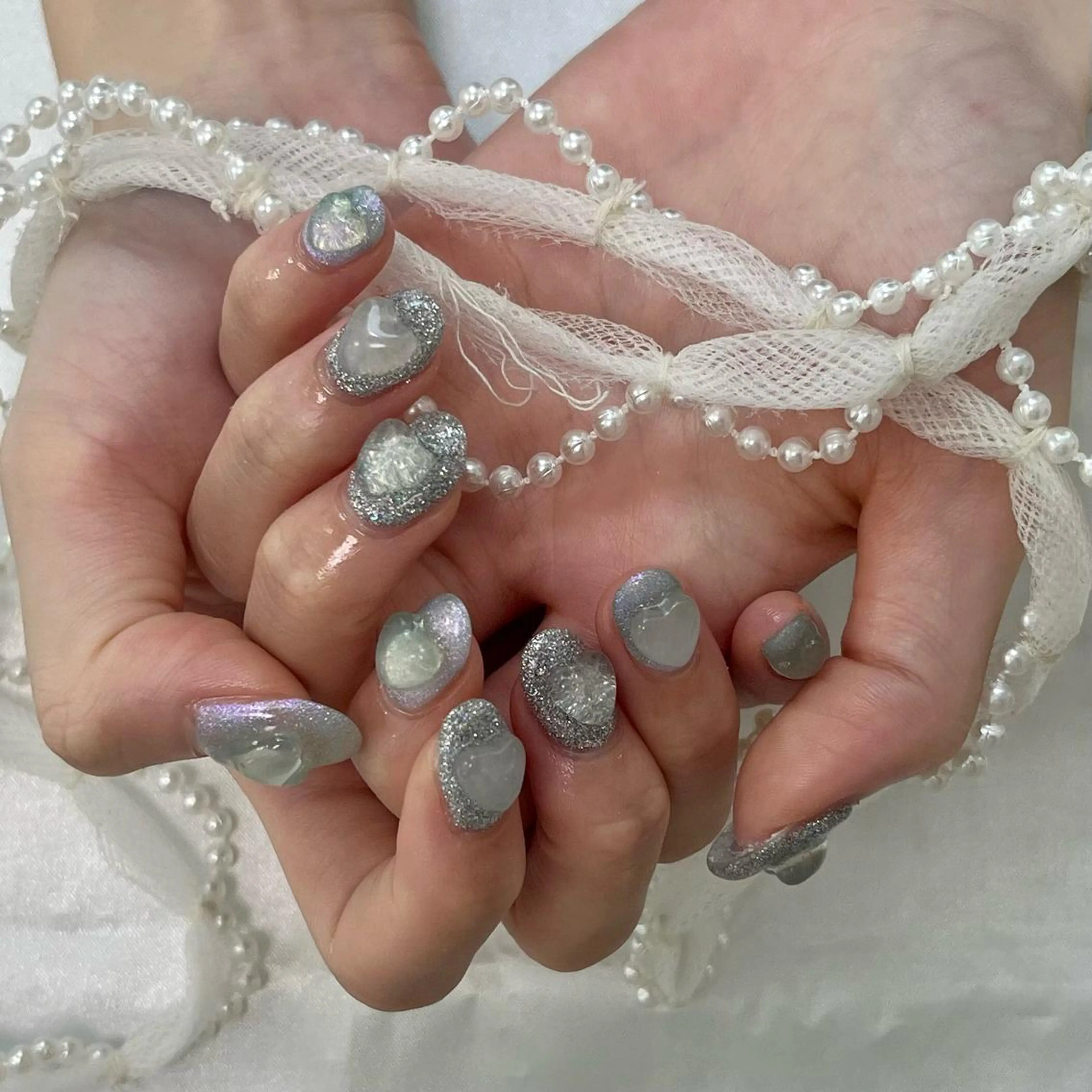 ネイル フラッシュネイル ハート ラメ(グリッター) UVネイル 韓国ネイル💠 Tomoのネイルデザイン