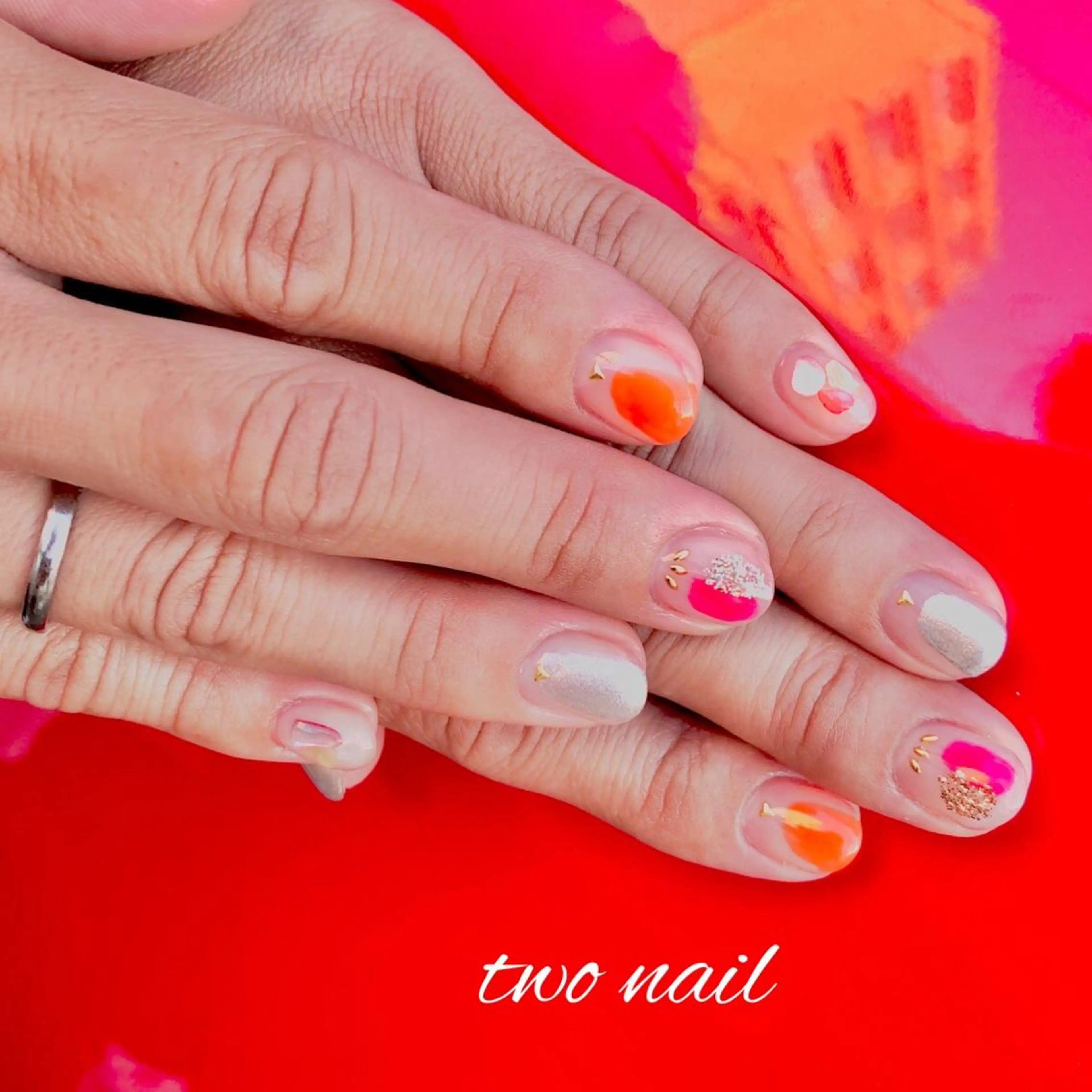 ネイル フットネイル ハート ニュアンスネイル シンプルネイル two nailのネイルデザイン