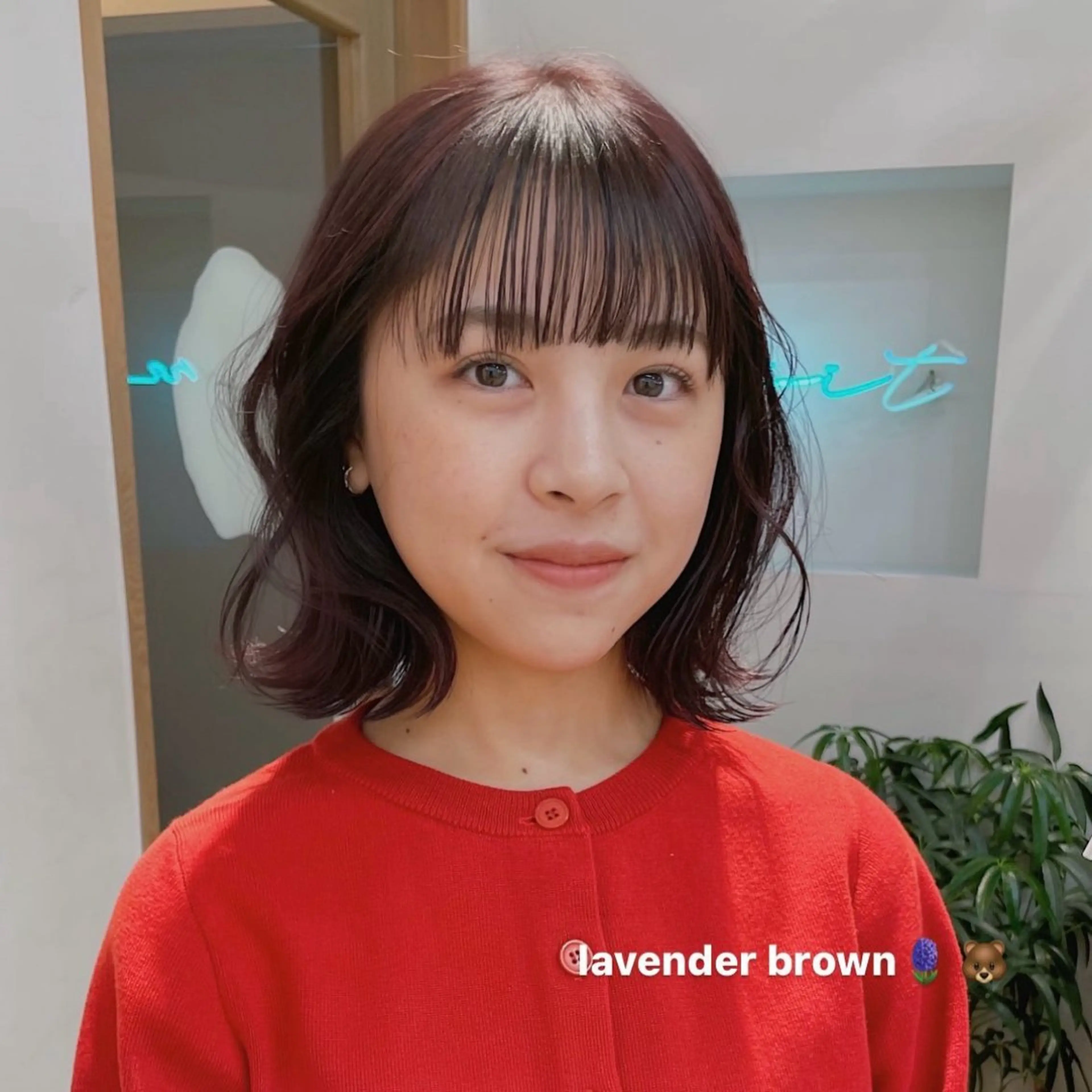 カラー ブラウンカラー ラベンダーカラー ヘアカラー ニイ/栄/ ボブカットモデル募集のヘアスタイル