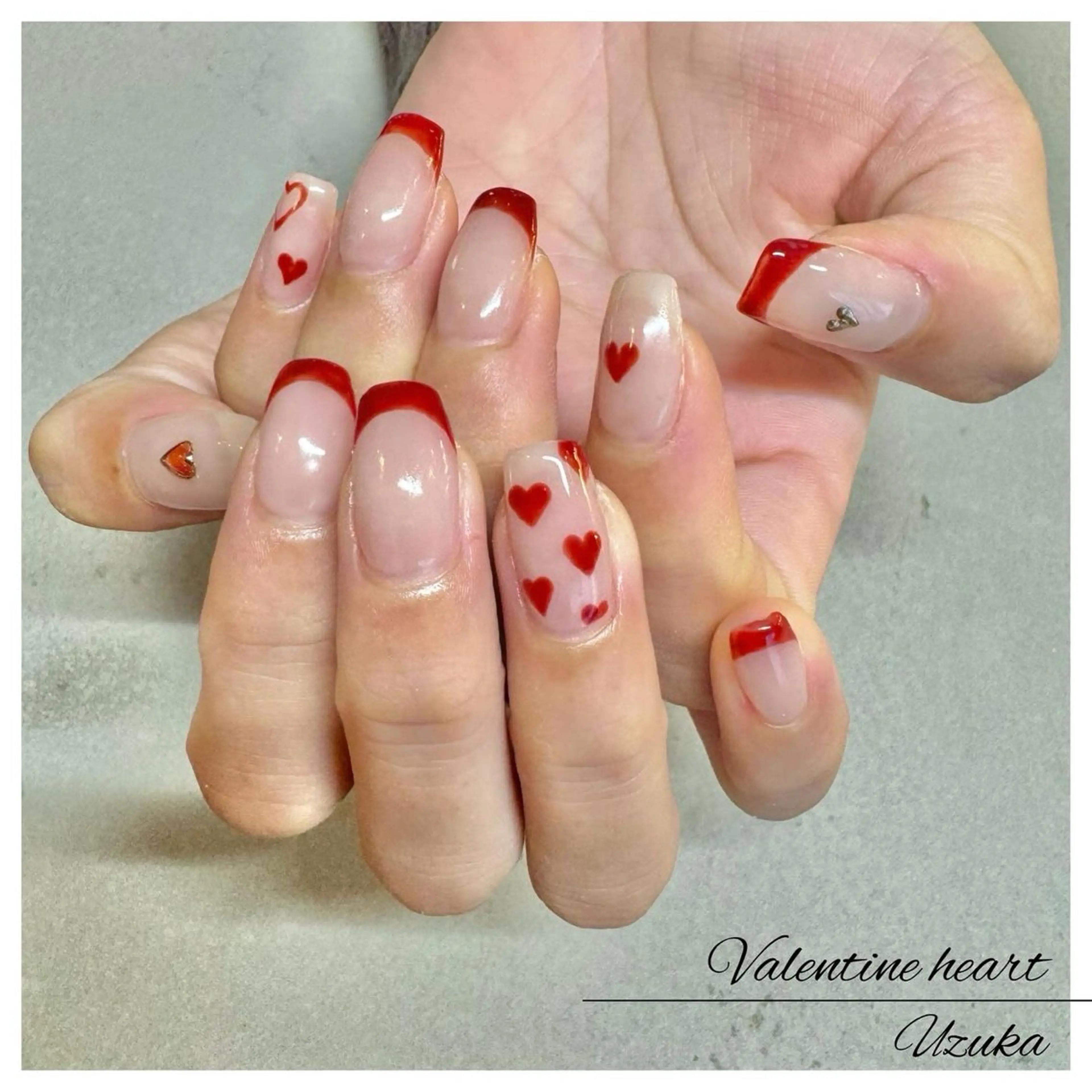 ネイル フレンチネイル ハート 【 enn 】 Uzuka Yukaのネイルデザイン