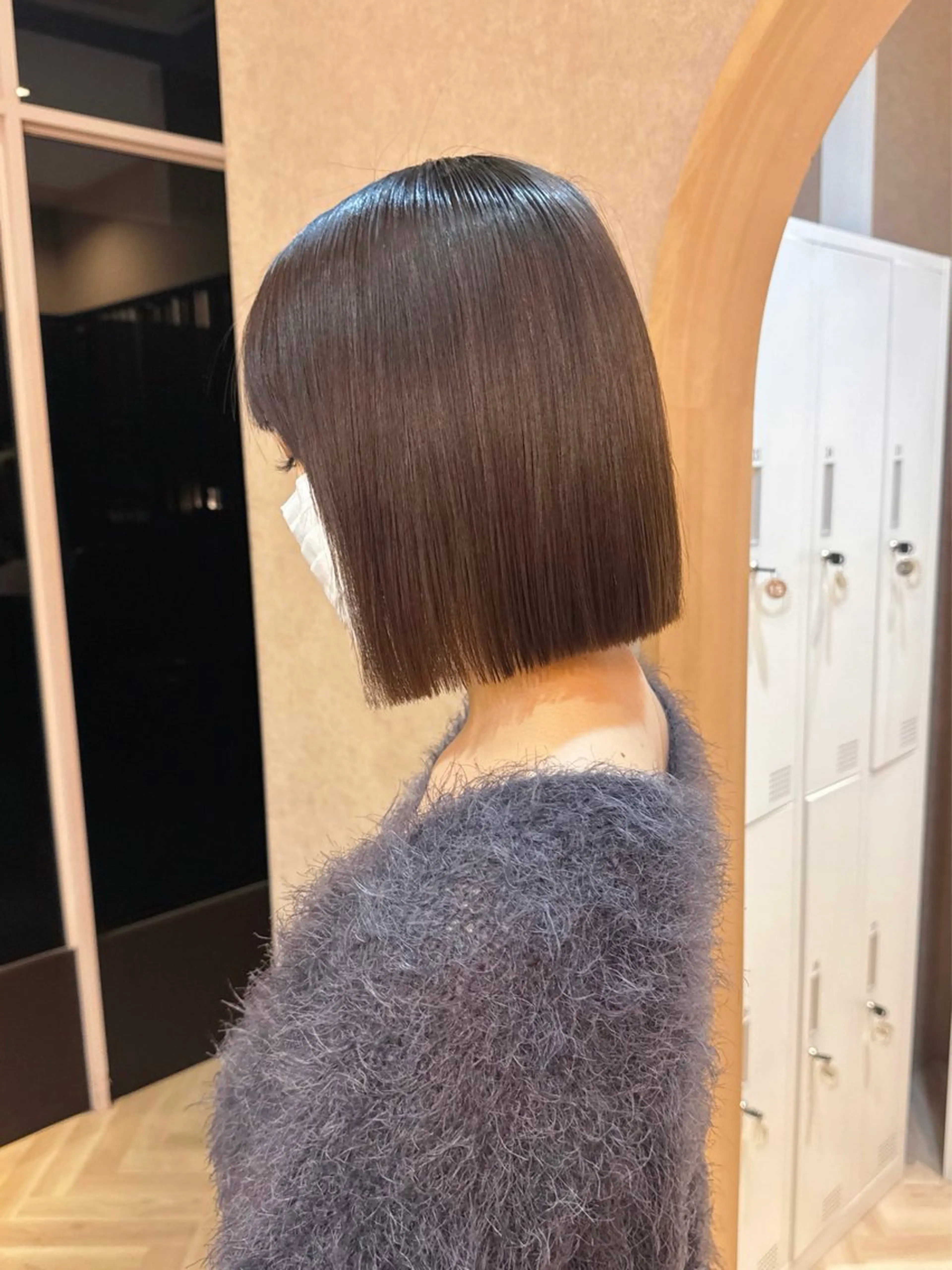 ショート カラー ボブ/レイヤー/ グレージュ/moyuのヘアスタイル