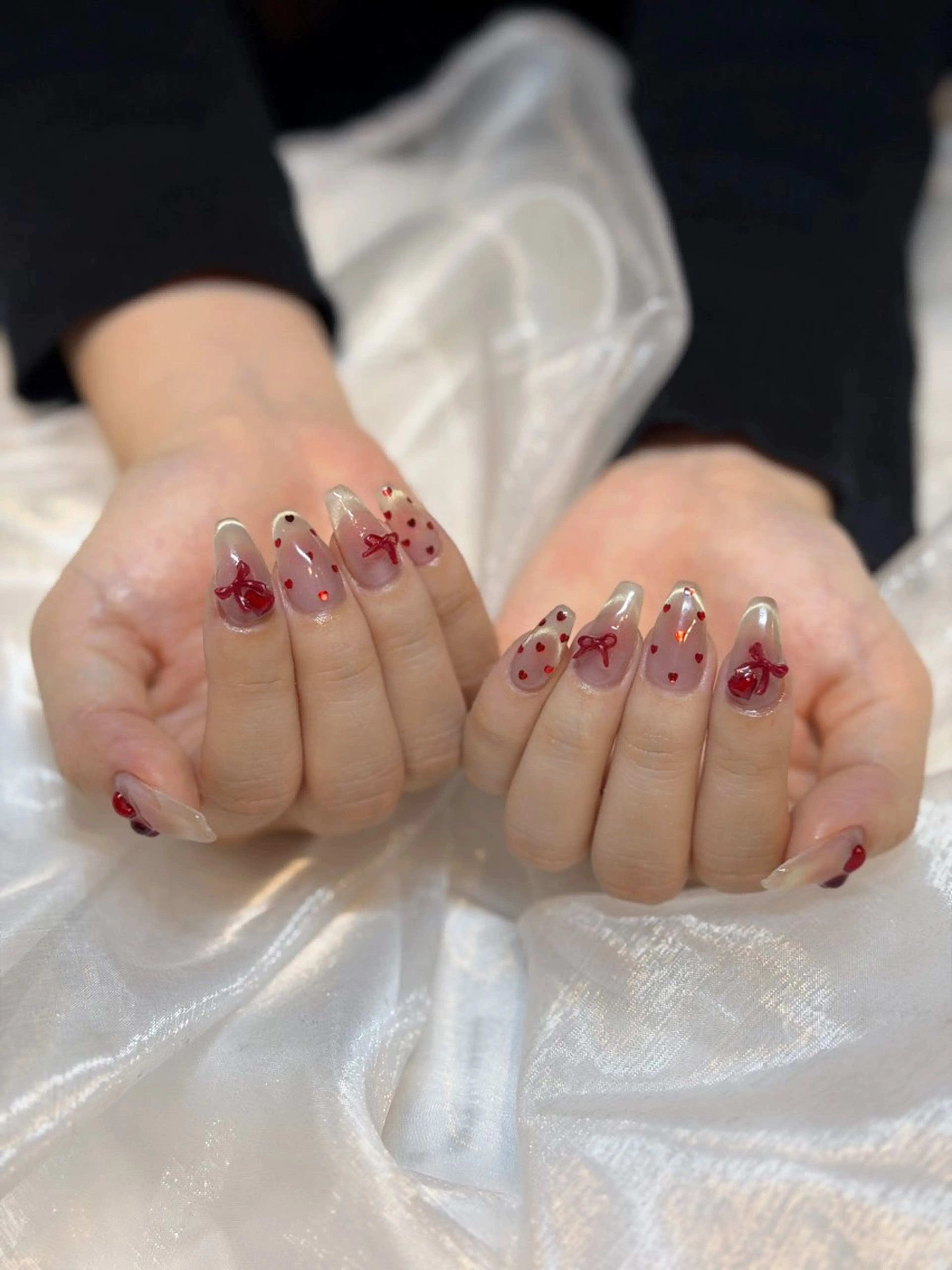 ネイル バレンタイン nailsalon moe.所属・yume 大人ガーリーネイルのネイルデザイン