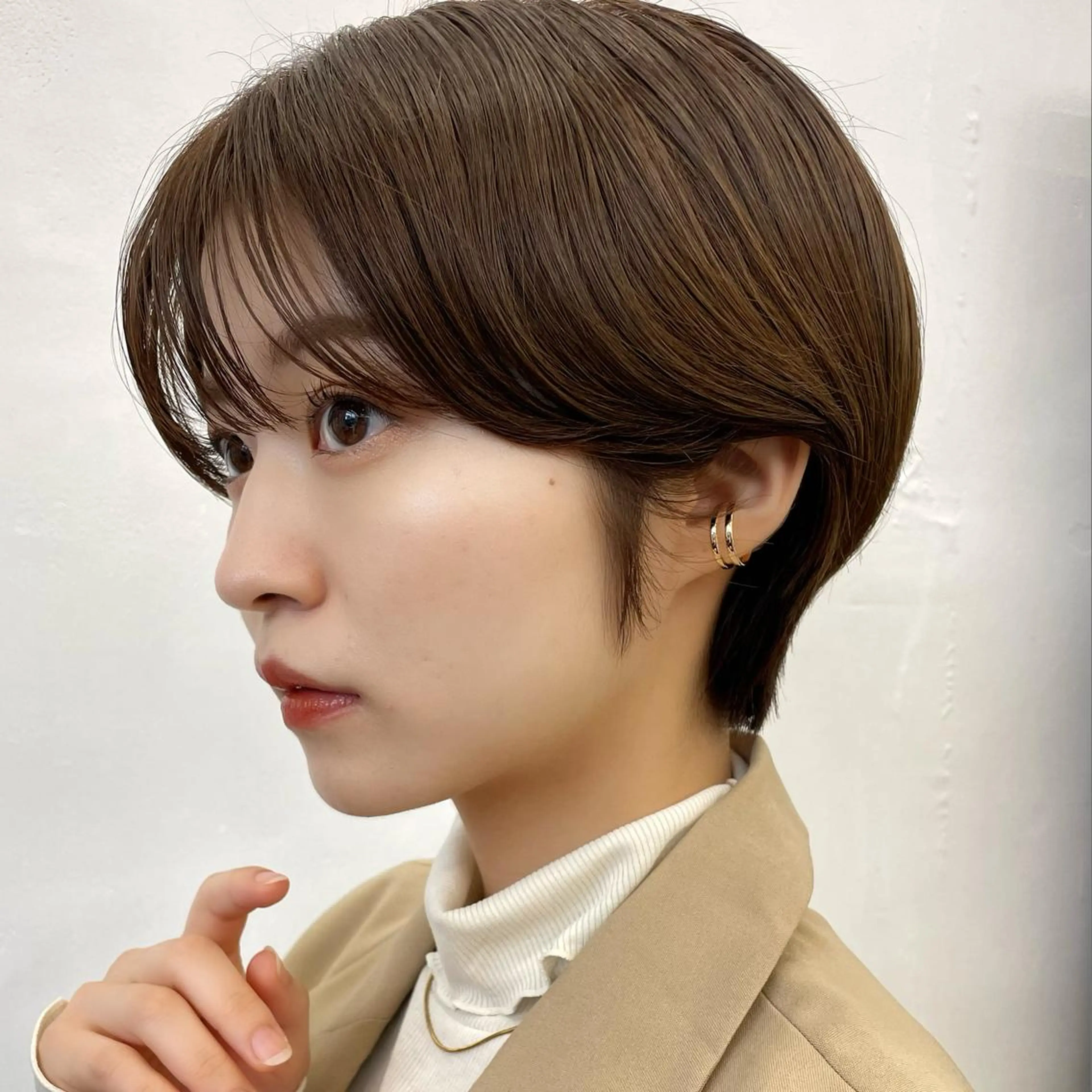 ショート カラー ブラウンカラー ココアブラウン ショートヘア ヘアカラー レイヤー/ショート透 明感カラー/西田祐賀のヘアスタイル