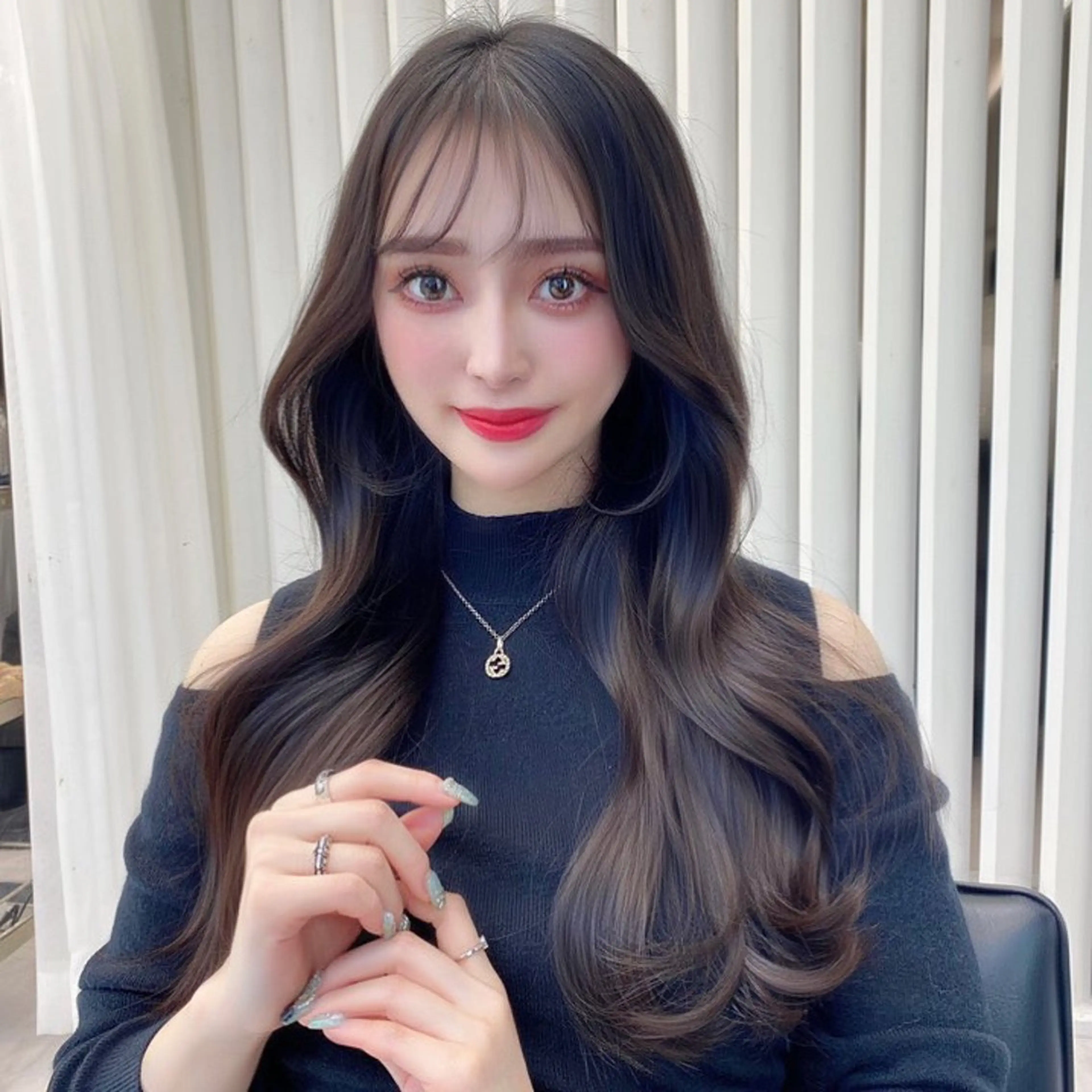 ロング カラー 韓国ヘア♡ 顔まわりカットayaのヘアスタイル