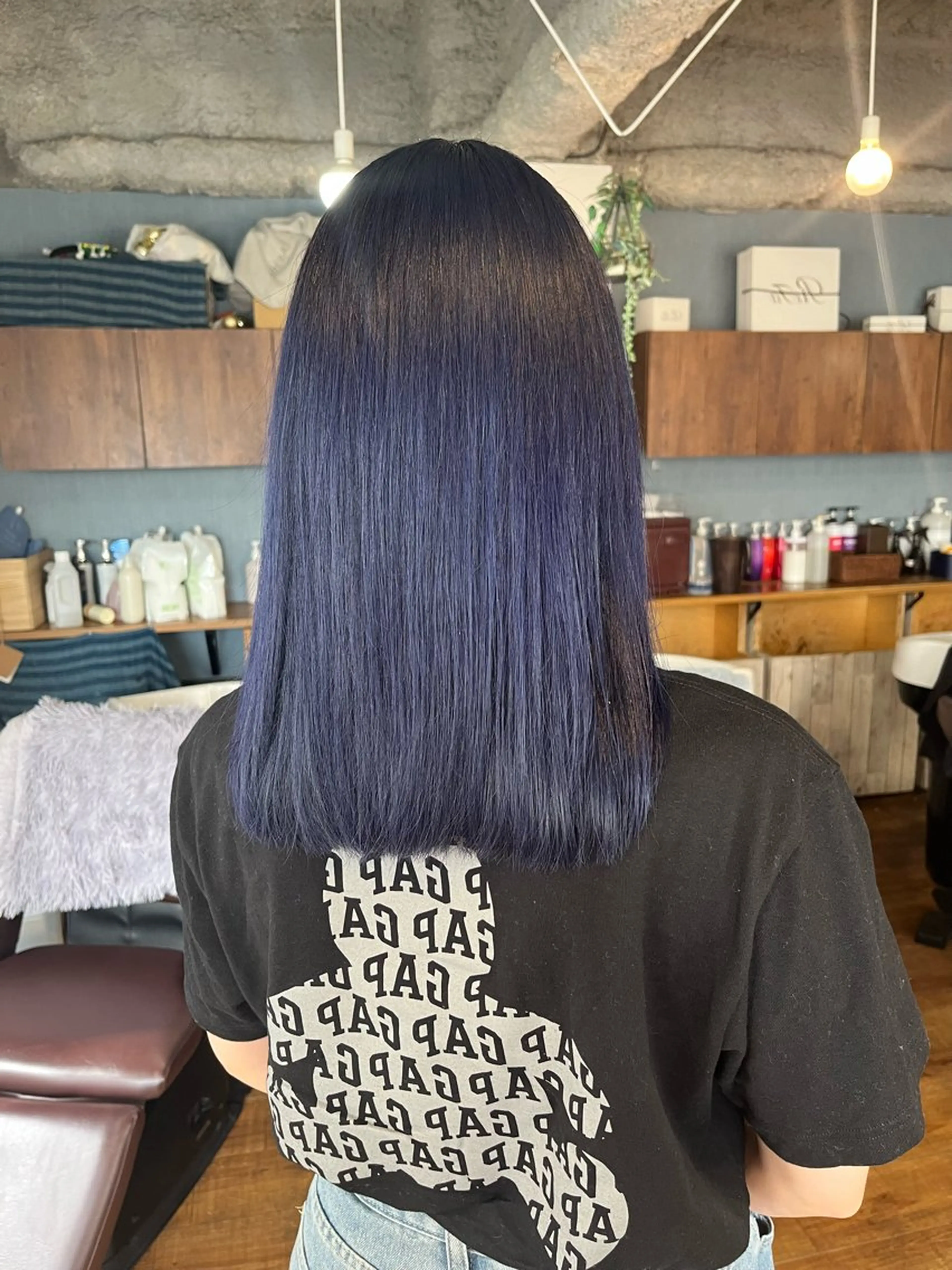 セミロング カラー ブルーカラー ネイビーカラー ヘアカラー 似合わせ/ブリーチ/ 髪質改善/ミクෆ‪のヘアスタイル