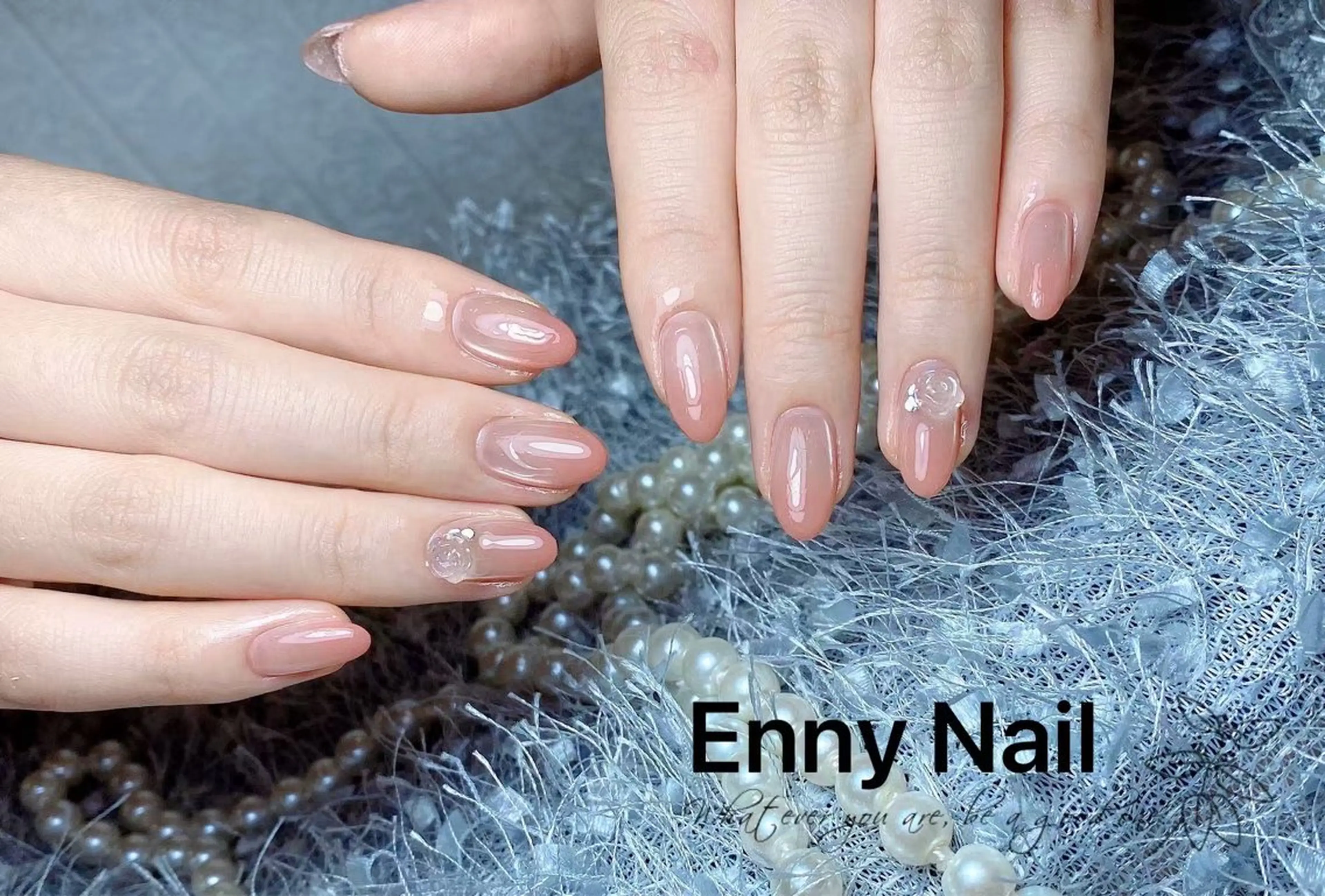 ネイル チークネイル フットネイル フレンチネイル ジェルネイル ガラスフレンチ Nailsalon Ennyのネイルデザイン