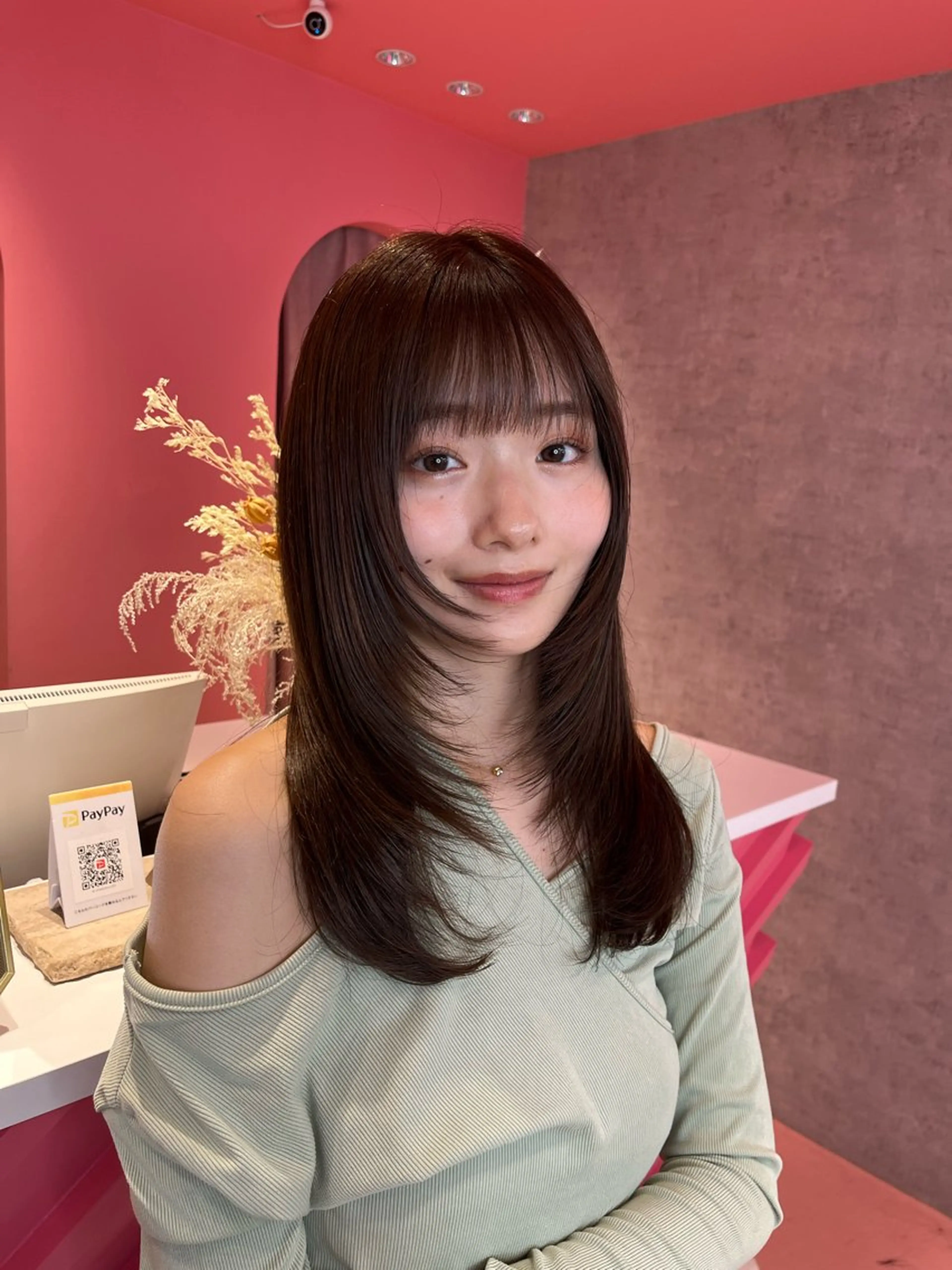 ミディアム カラー 山崎/ボブ縮毛矯正 レイヤー髪質改善のヘアスタイル