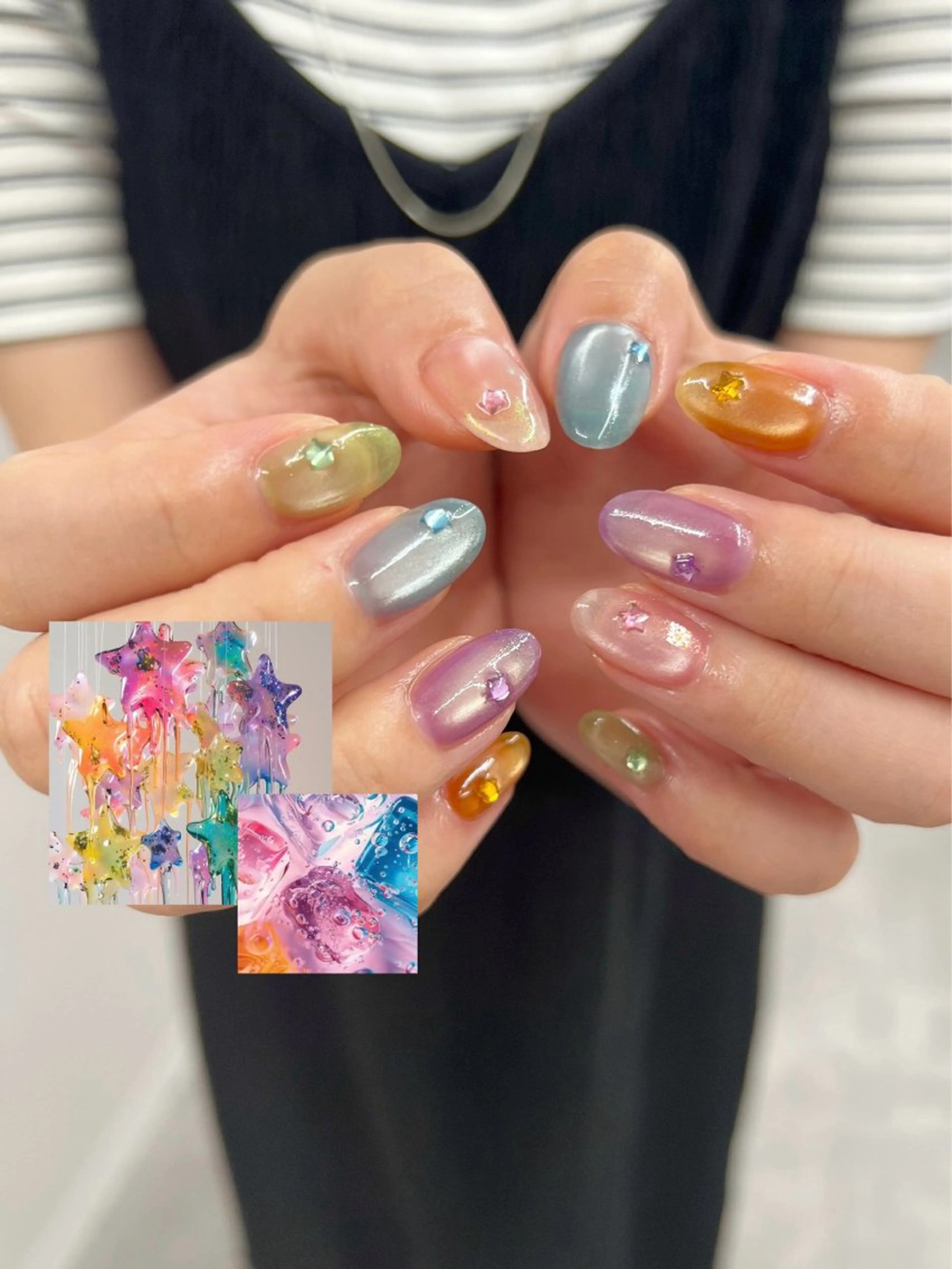 ネイル ジェルネイル マグネットネイル ニュアンスネイル パラジェル リボン ハンドネイル ハンドケア Bana_ Nailのネイルデザイン