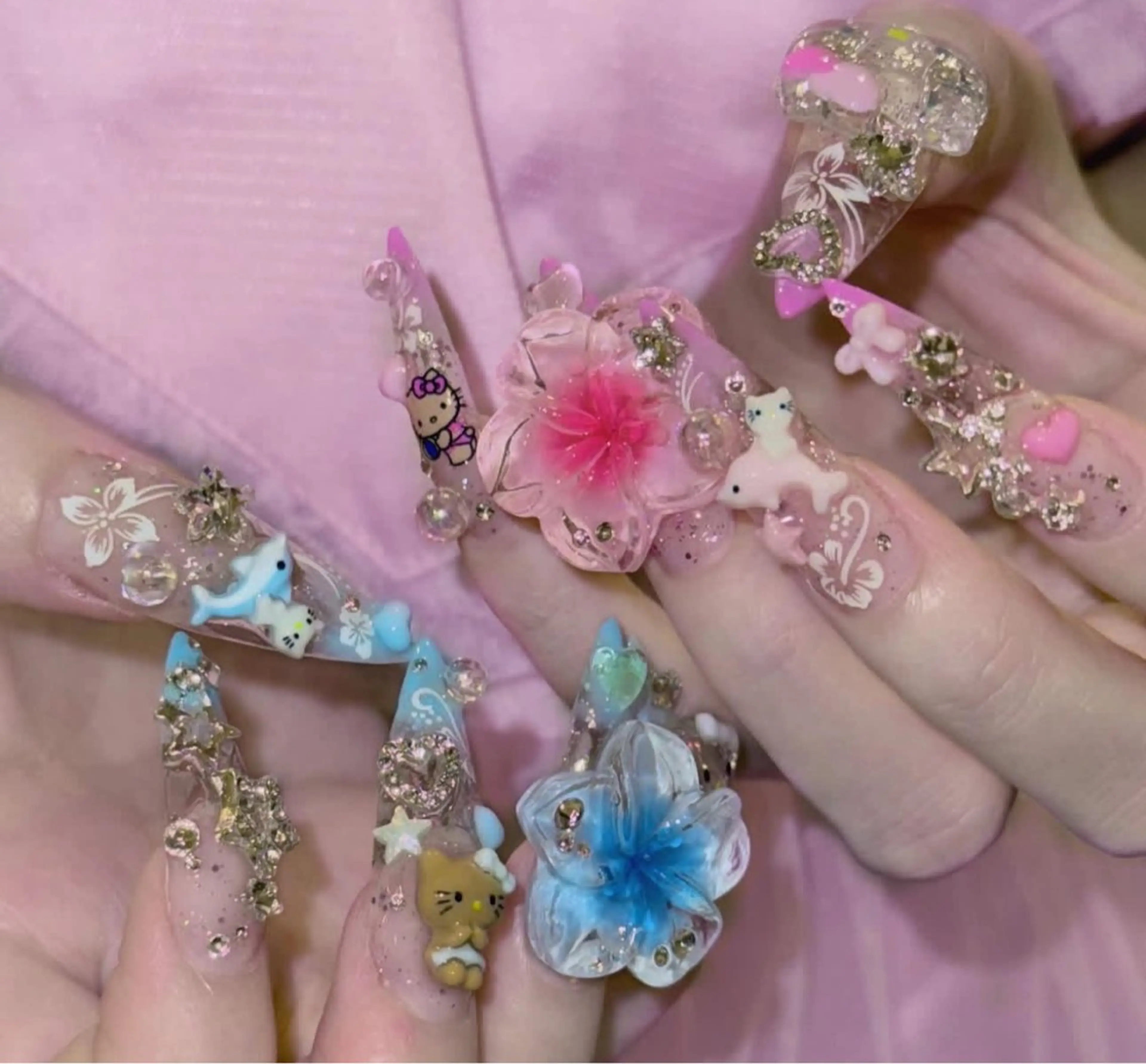 ネイル アートネイル フラワーネイル フレンチネイル ジェルネイル グラデーション ハンドネイル Ryu Nail NekoChanのネイルデザイン