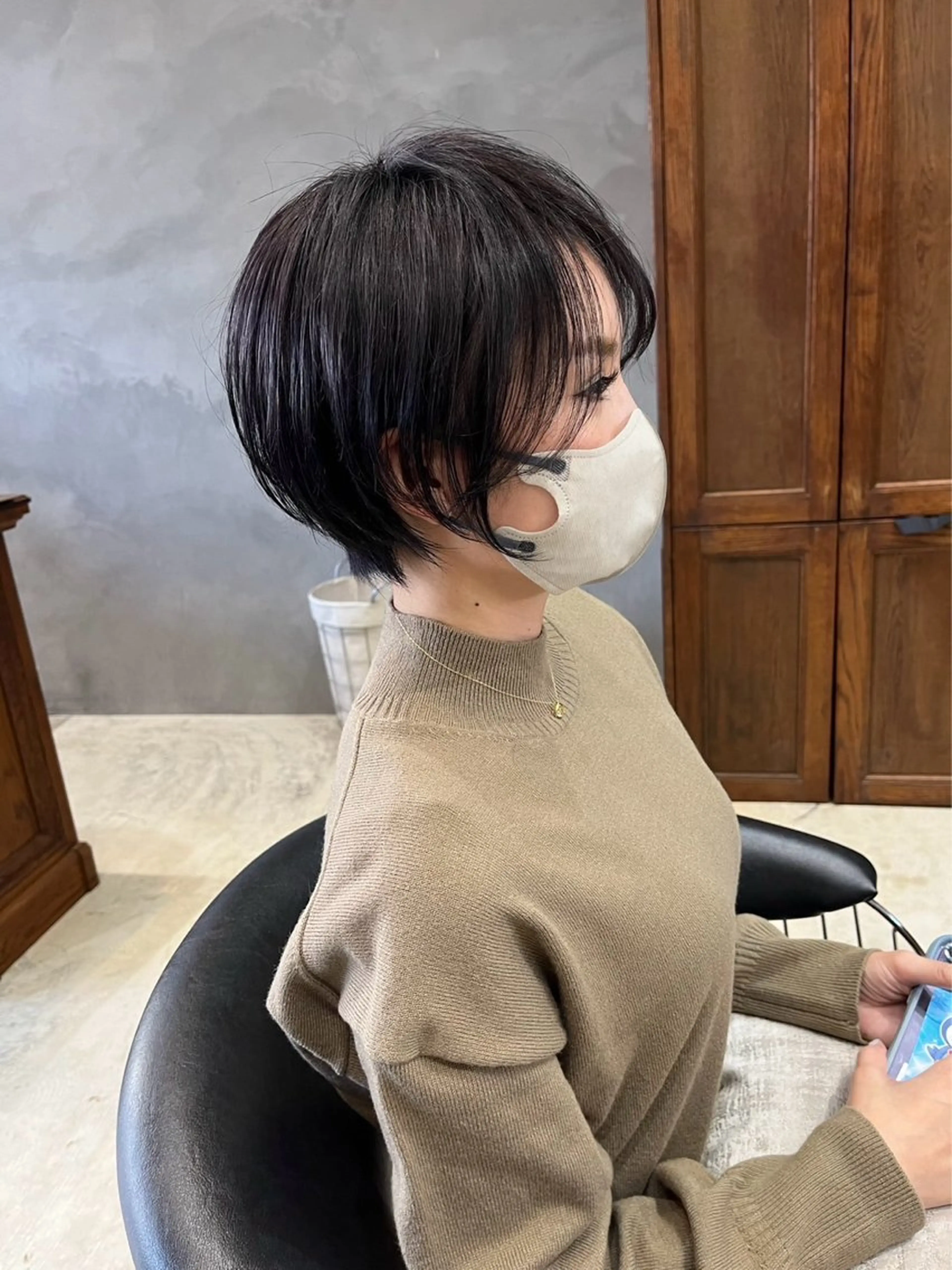 ショート ショートボブ 韓国風カラー ボブ くびれヘア エギョモリ ボブ/顔周りカット /縮毛矯正/鈴木隆太のヘアスタイル