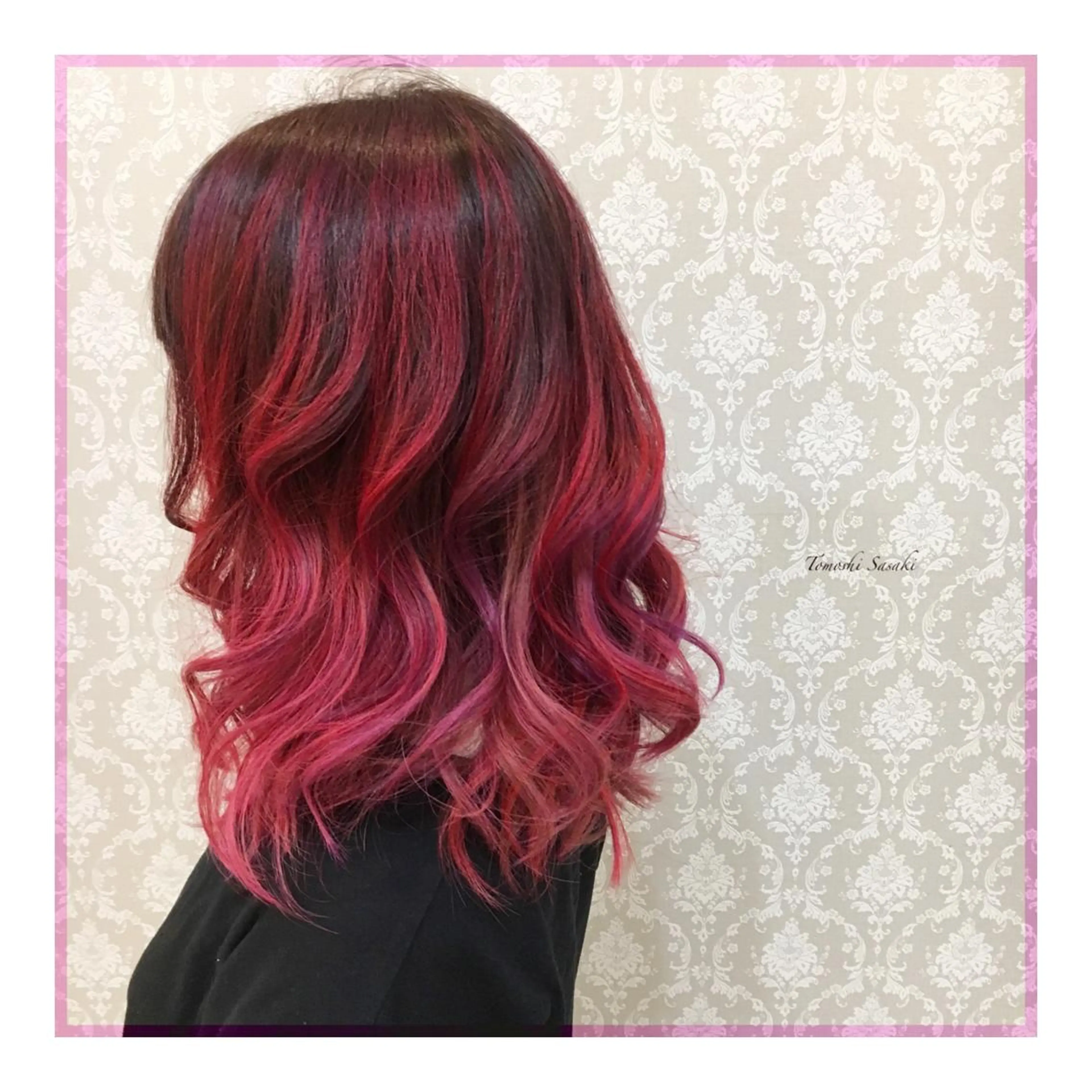 カラー ピンクカラー ササキ トモシのヘアスタイル