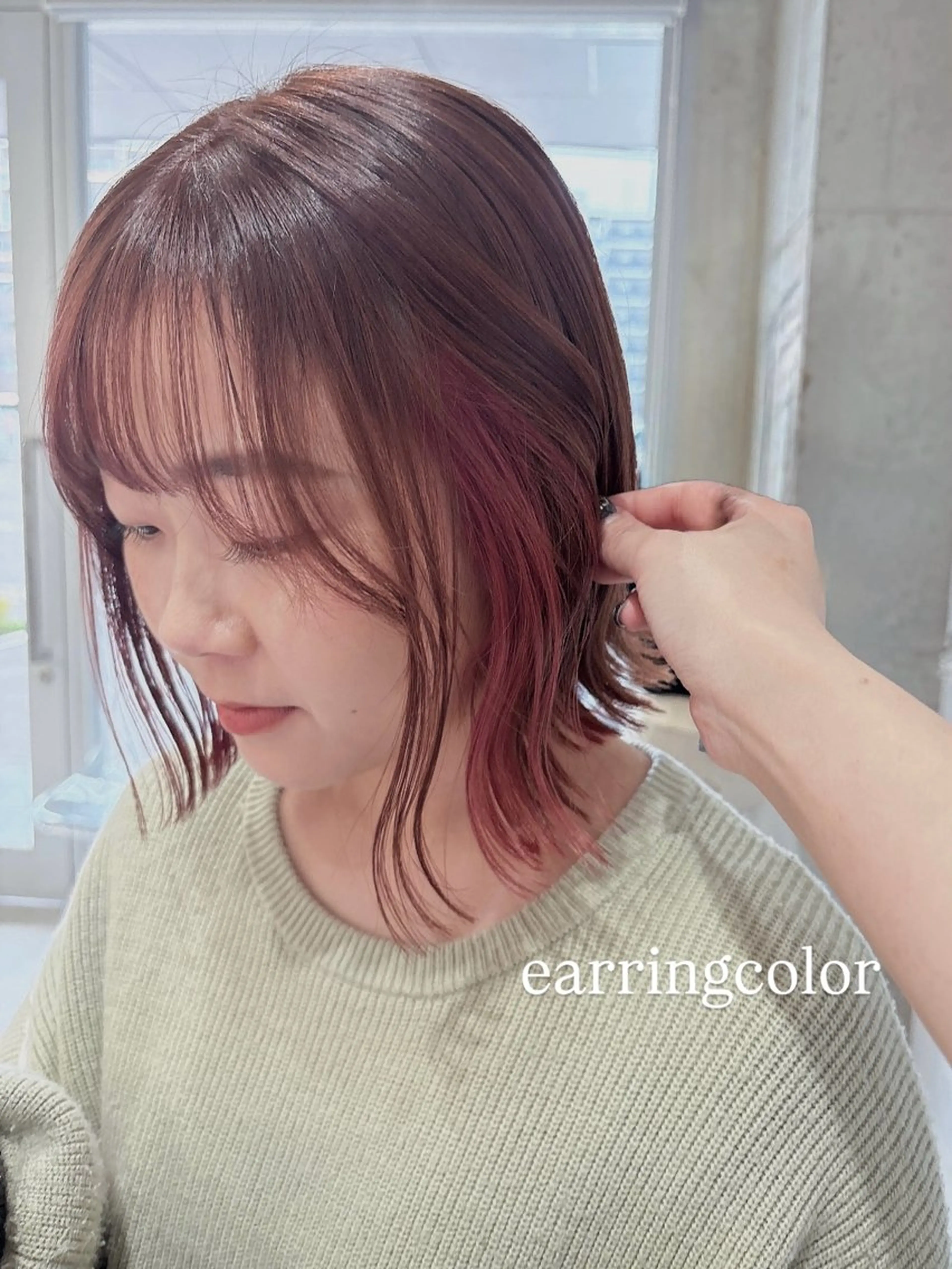 ミディアム ボブ デザインカット 顔周りカット カット ヘアカラー 阿部 響香のヘアスタイル