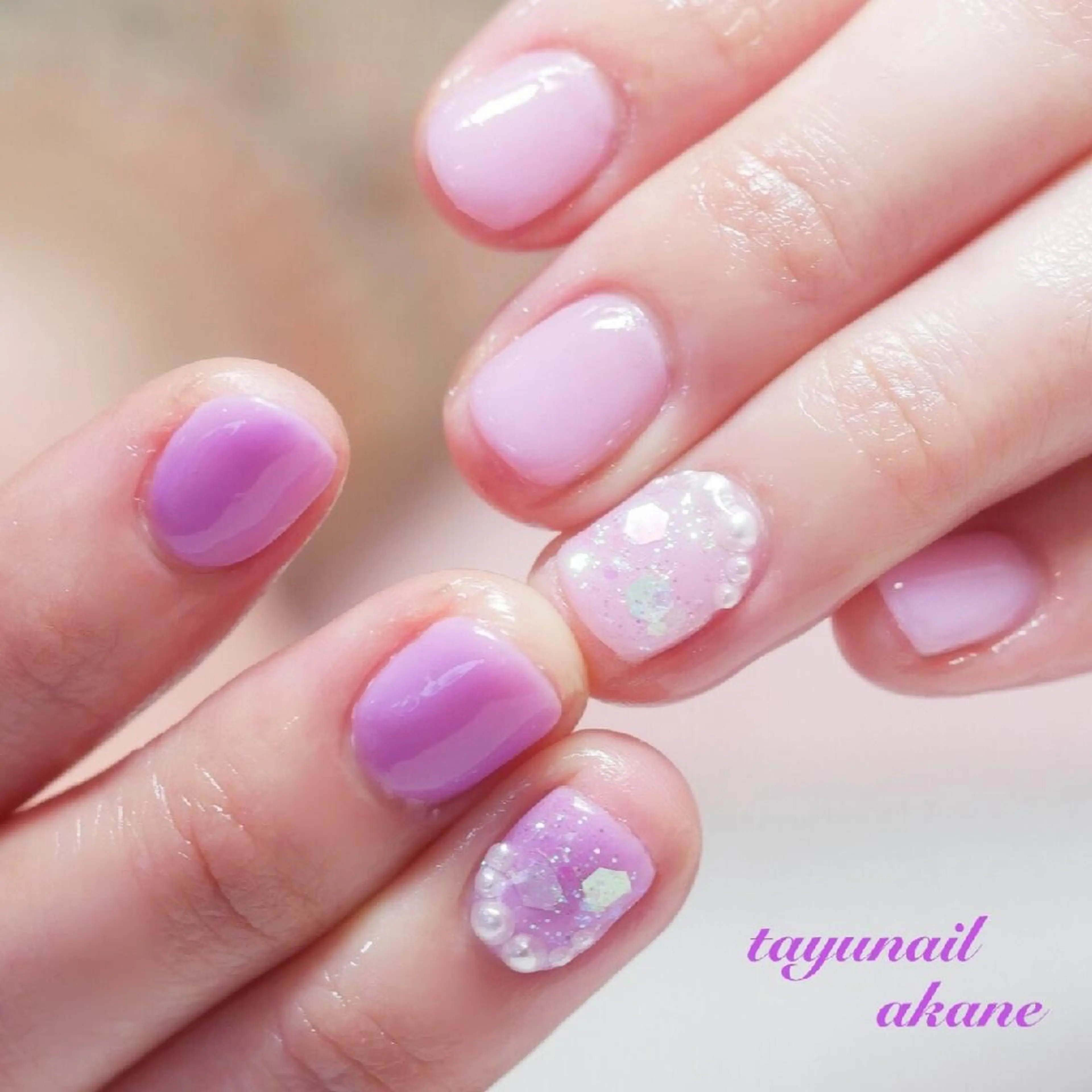 ネイル アートネイル ブルー ジェルネイル パラジェル パープル ネイルサロン 【たゆnail】のネイルデザイン