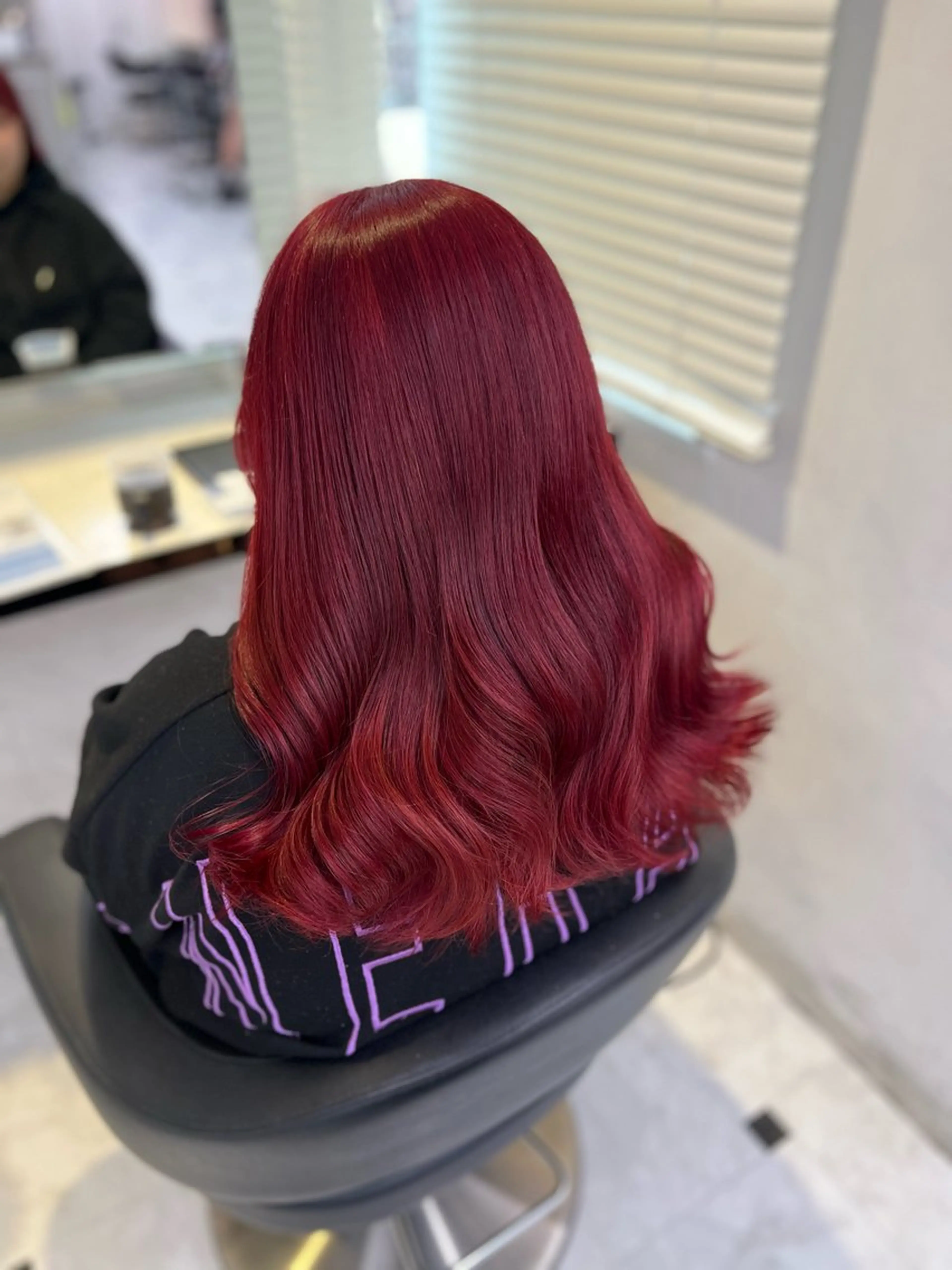 ミディアム カラー ヘアアレンジ レッドカラー 💕上野美容師☁ ブリーチ💖サワのヘアスタイル