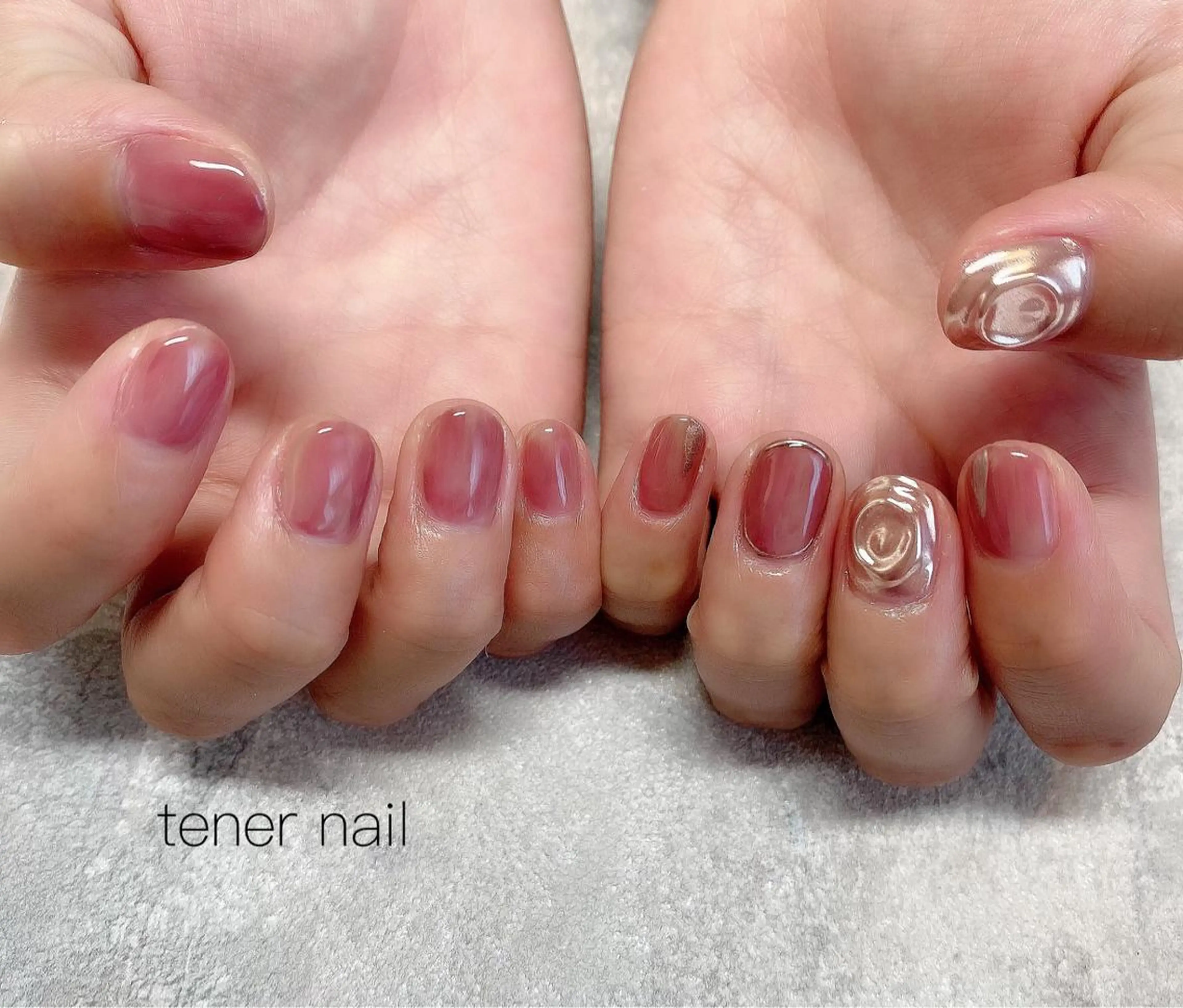 ネイル ミラーネイル ニュアンスネイル シンプルネイル テネルネイル tener nailのネイルデザイン