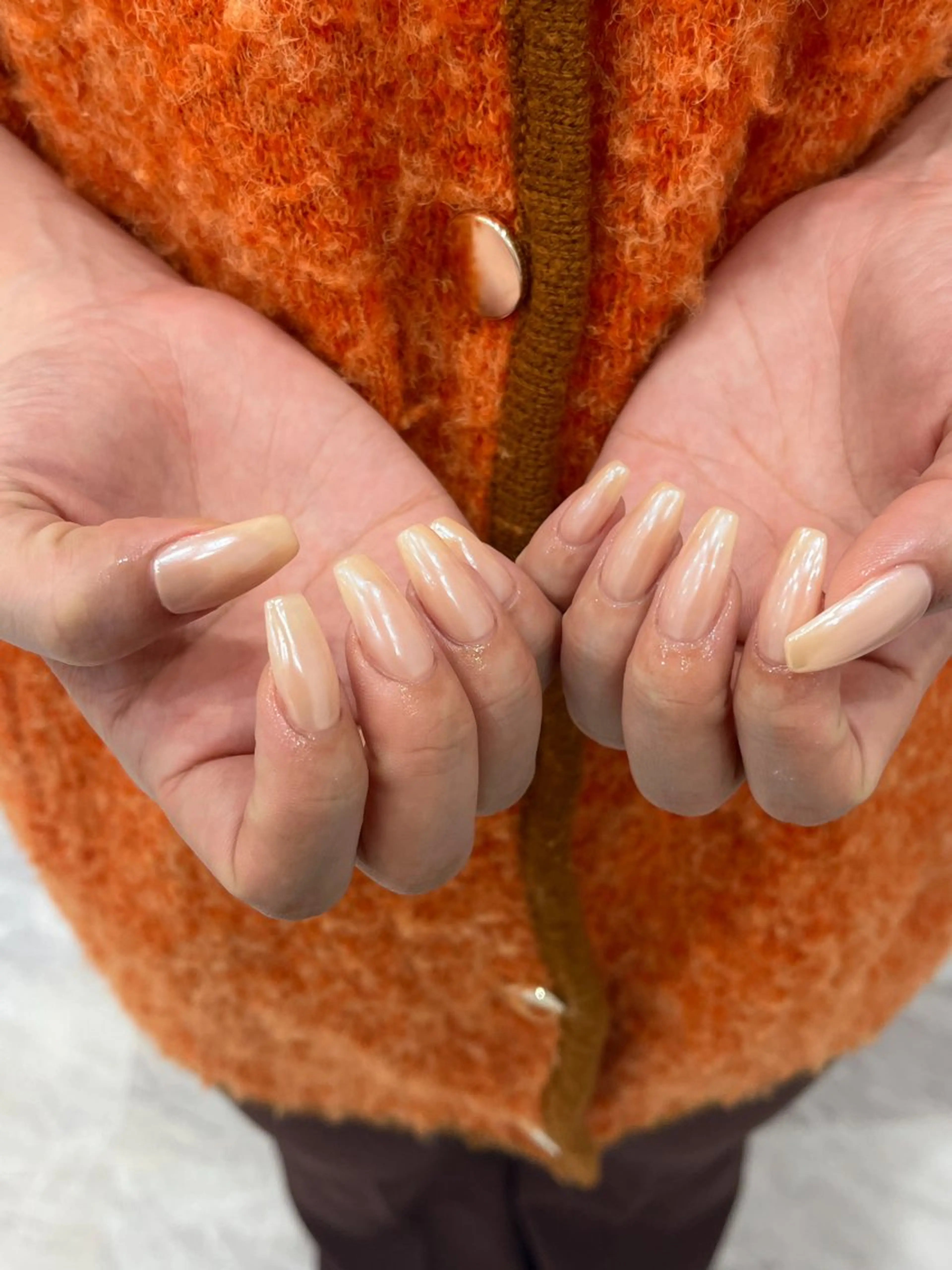 ネイル ミラーネイル ワンカラーネイル ピンク ピンクベージュ Kaede : 韓国ネイル🎀のネイルデザイン