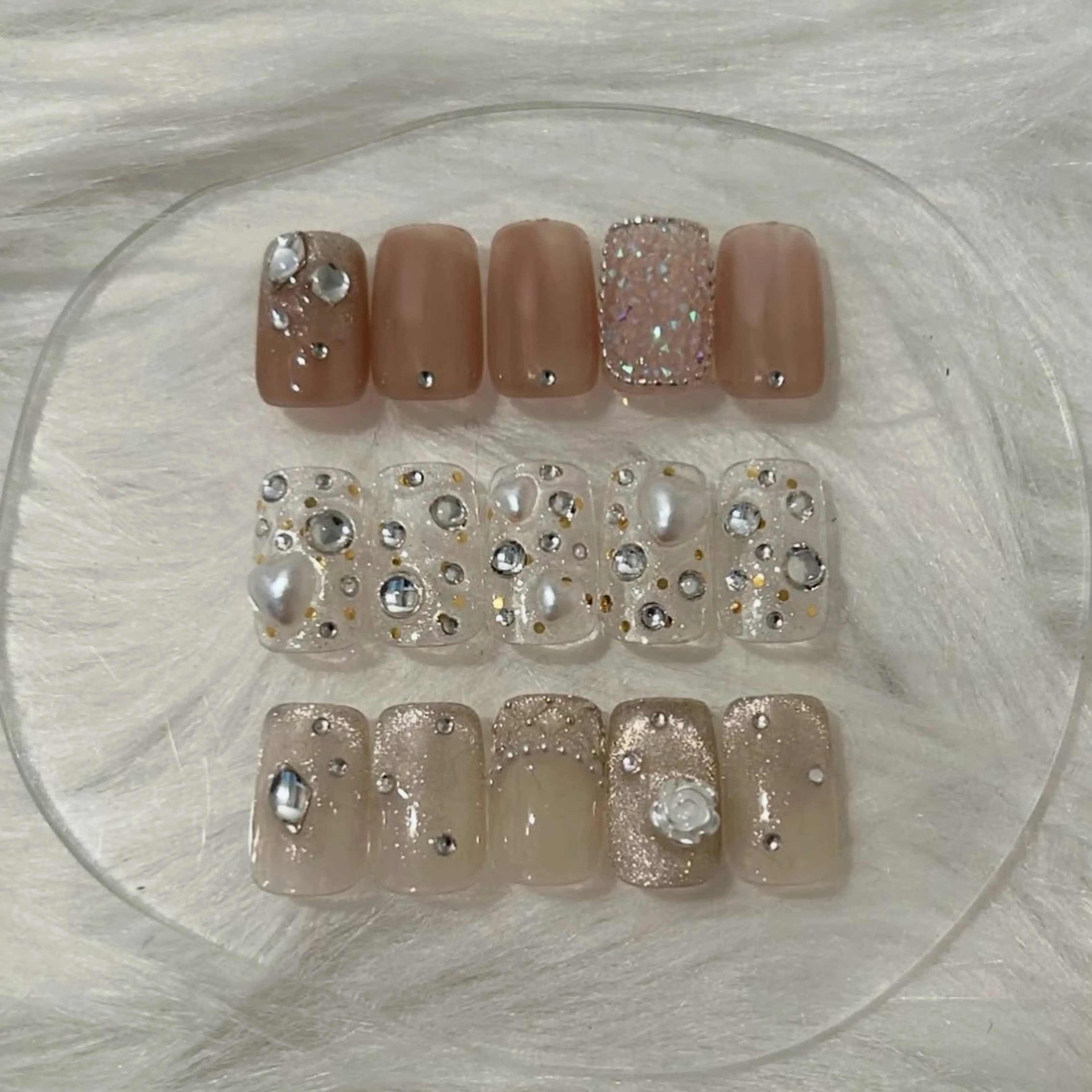 ネイル ブラウン フレンチネイル ガーリー ハート 氷ネイル・うるうるネイル ハンドネイル ハンドケア lylynail YUUKAのネイルデザイン