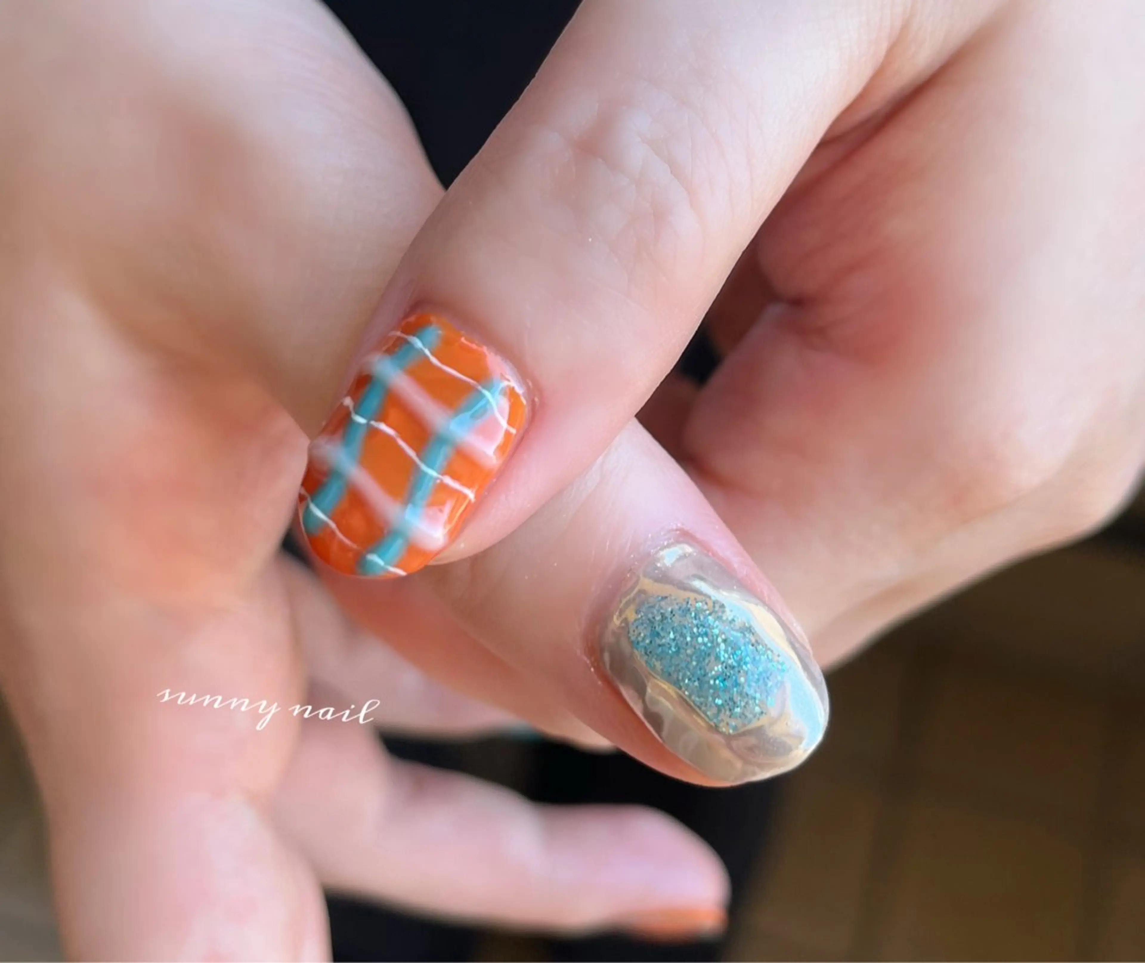 ネイル ジェルネイル オレンジ パラジェル ぷっくりネイル 夏ネイル sunny nailのネイルデザイン