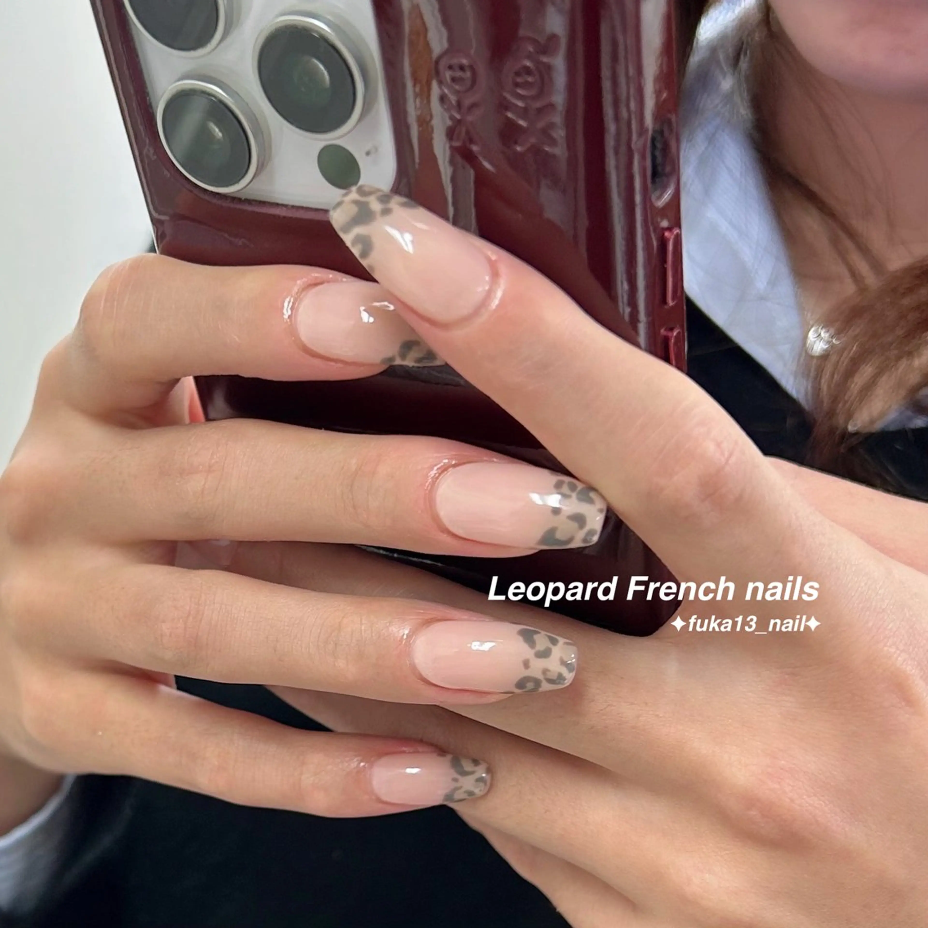 ネイル アニマル柄 フレンチネイル 冬ネイル ハンドネイル ネイルサロンAnela【アネラ】所属・Nail♡Fuka. /4月予約受付中のネイルデザイン