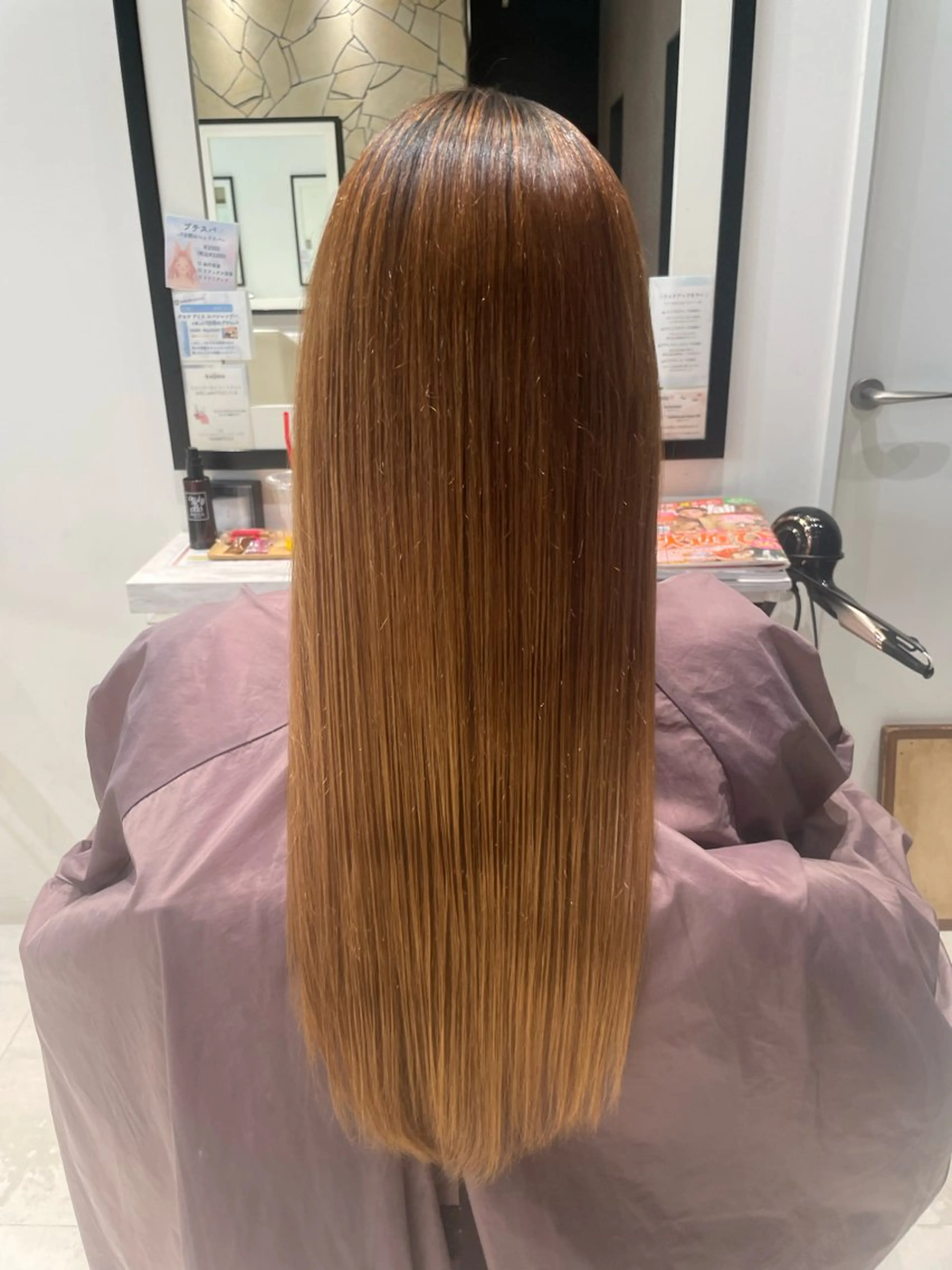 ロング パーマ 縮毛矯正 k-twoたき✨艶感 カラー／美髪矯正のヘアスタイル