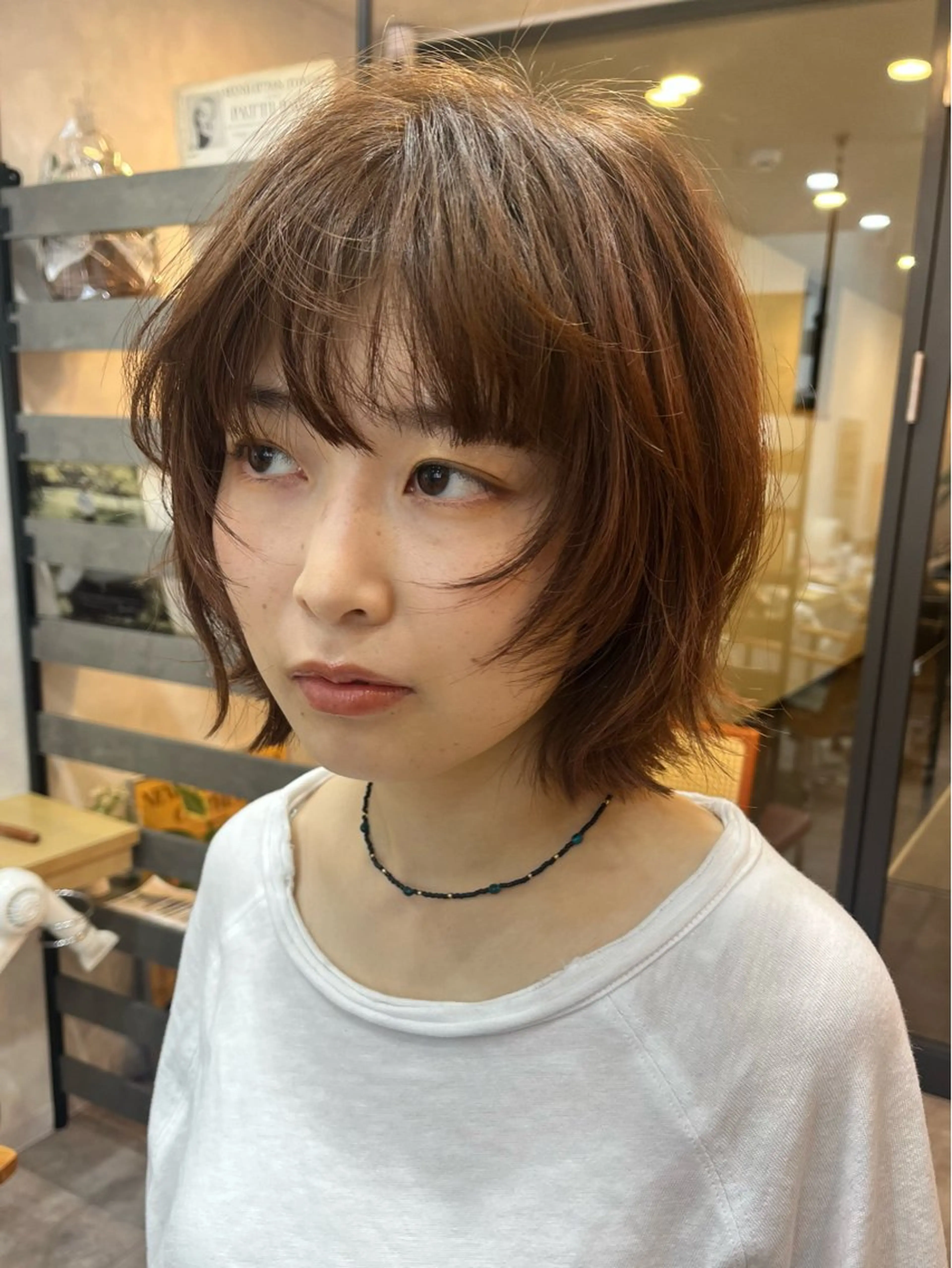ショート ボブ 顔まわりレイヤー レイヤーカット ヘアカラー レイヤー/暖色/ 髪質改善/永礼芳果のヘアスタイル