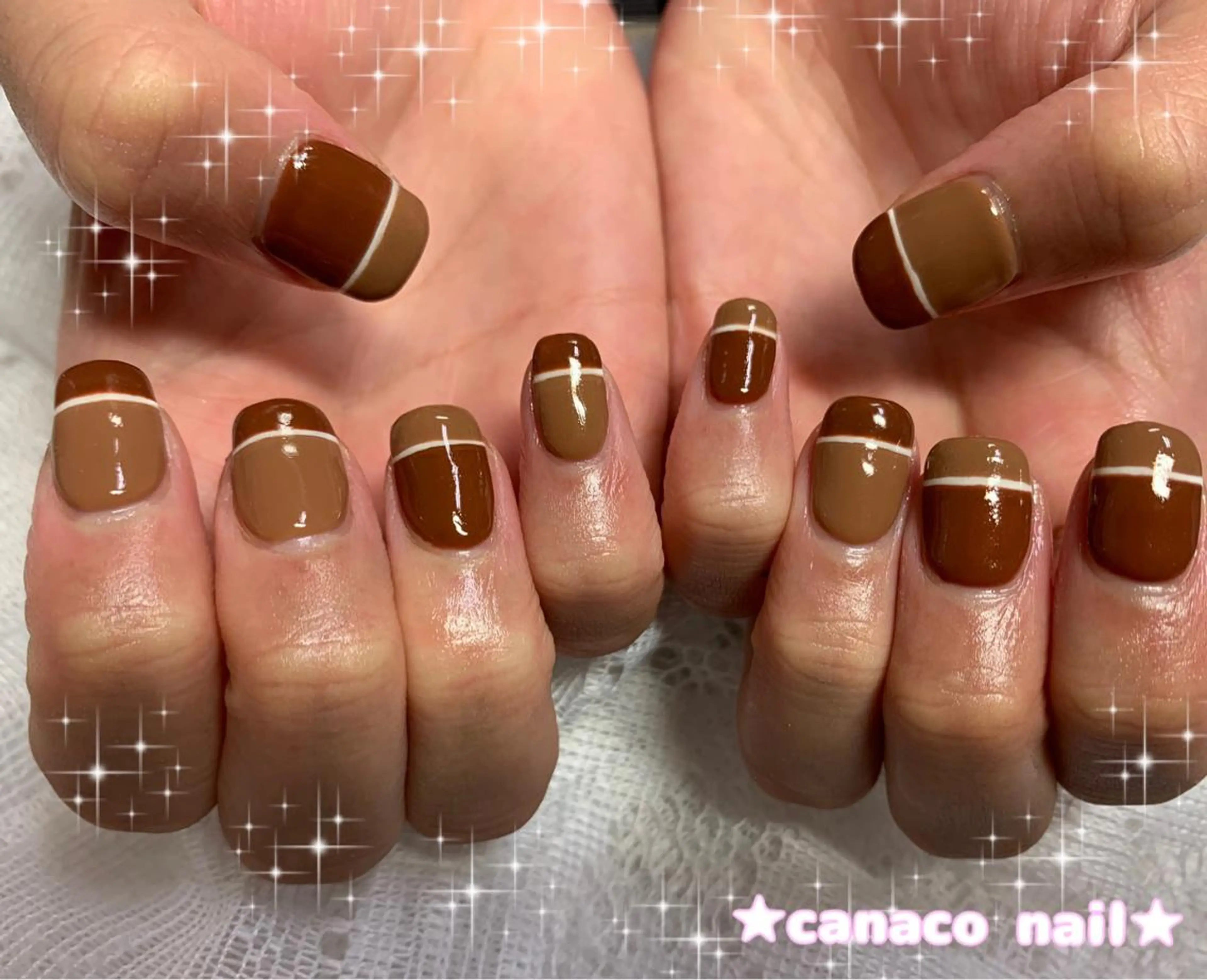 ネイル アートネイル ブラウン フレンチネイル ジェルネイル パラジェル ハンドネイル ハンドケア ベテランネイル cnc  nailのネイルデザイン