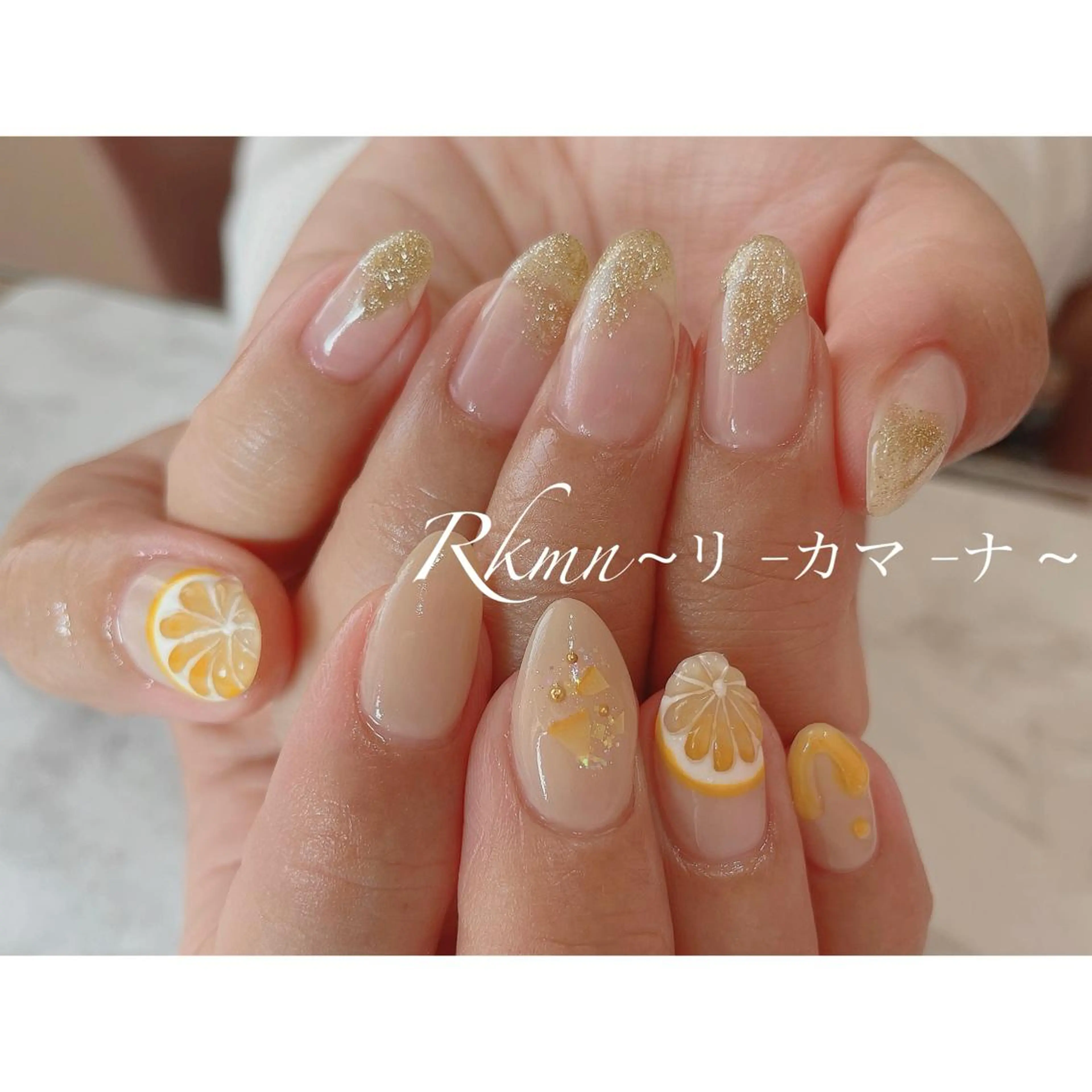 ネイル アートネイル ラメ(グリッター) ぷっくりネイル 春ネイル ハンドネイル フットネイル ハンドケア Rkmn ~リ-カマ-ナ~のネイルデザイン