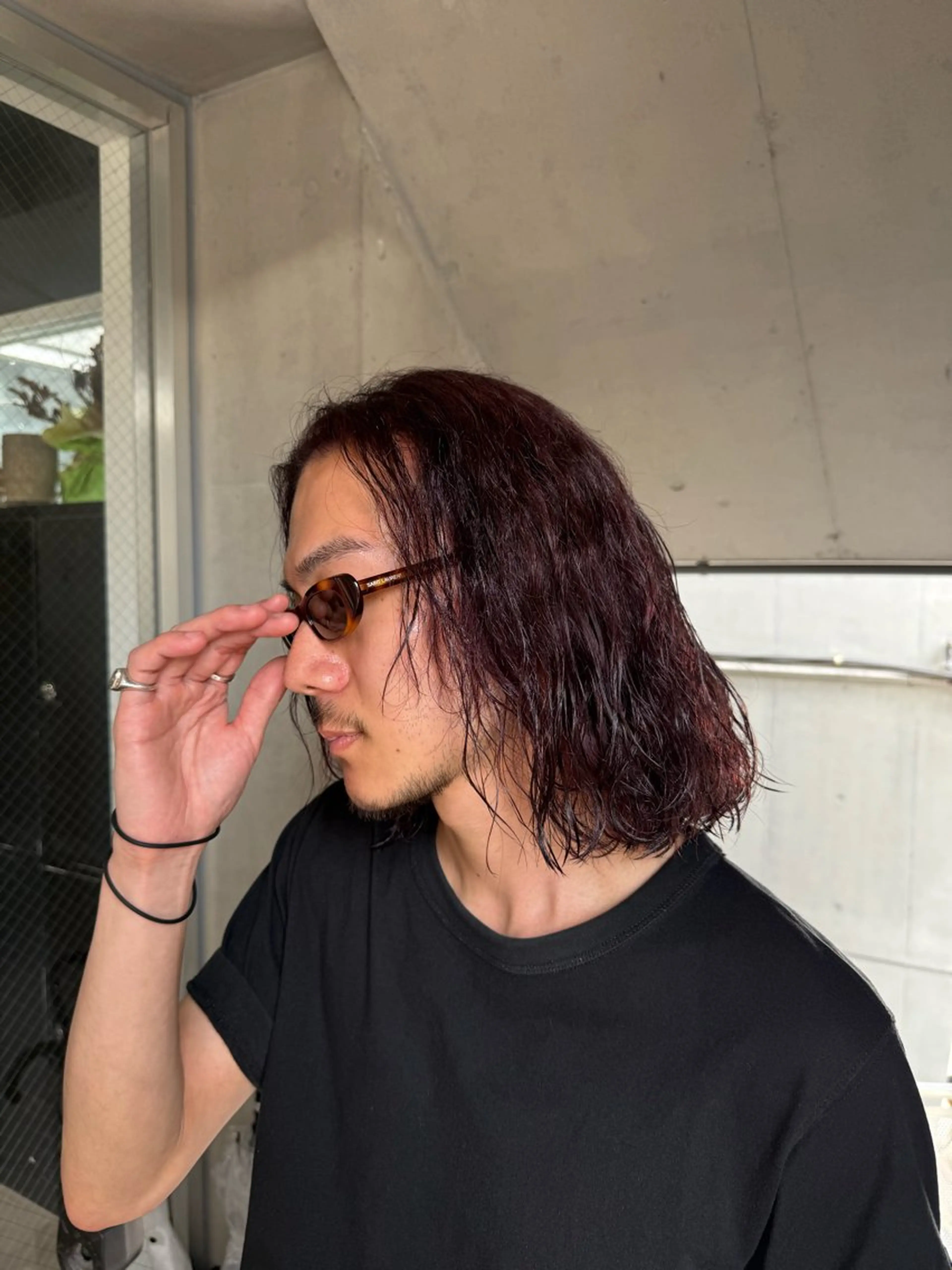 セミロング セミロングパーマ カット パーマ 山影✨バレイヤージュ ハイライト✨メンズ◎のヘアスタイル