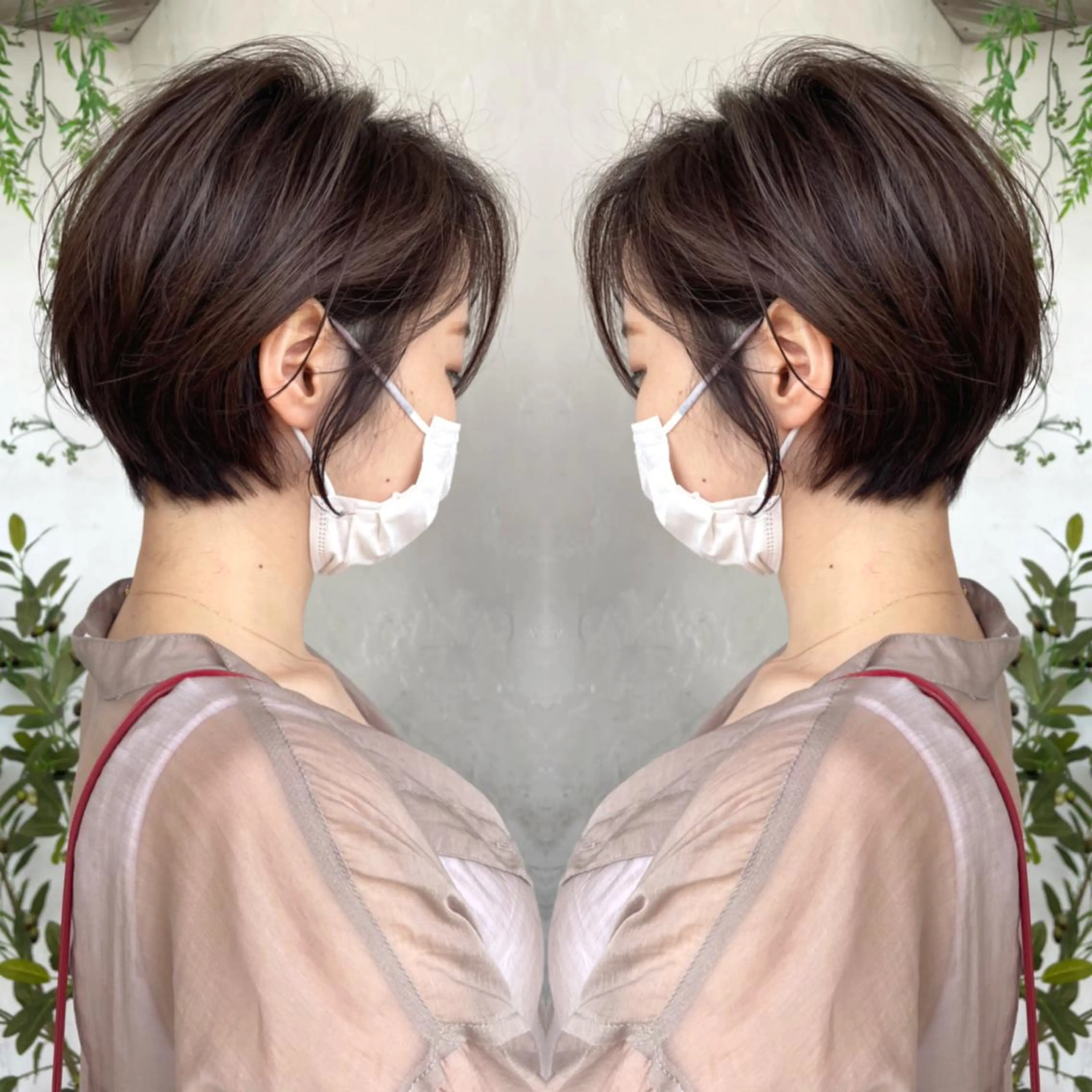 ショート カラー ショートボブ ハンサムショート 丸みショート デザインカラー ハイライトカラー カット ヘアカラー 京都大人女性ショート 徒歩1分/秋山のヘアスタイル