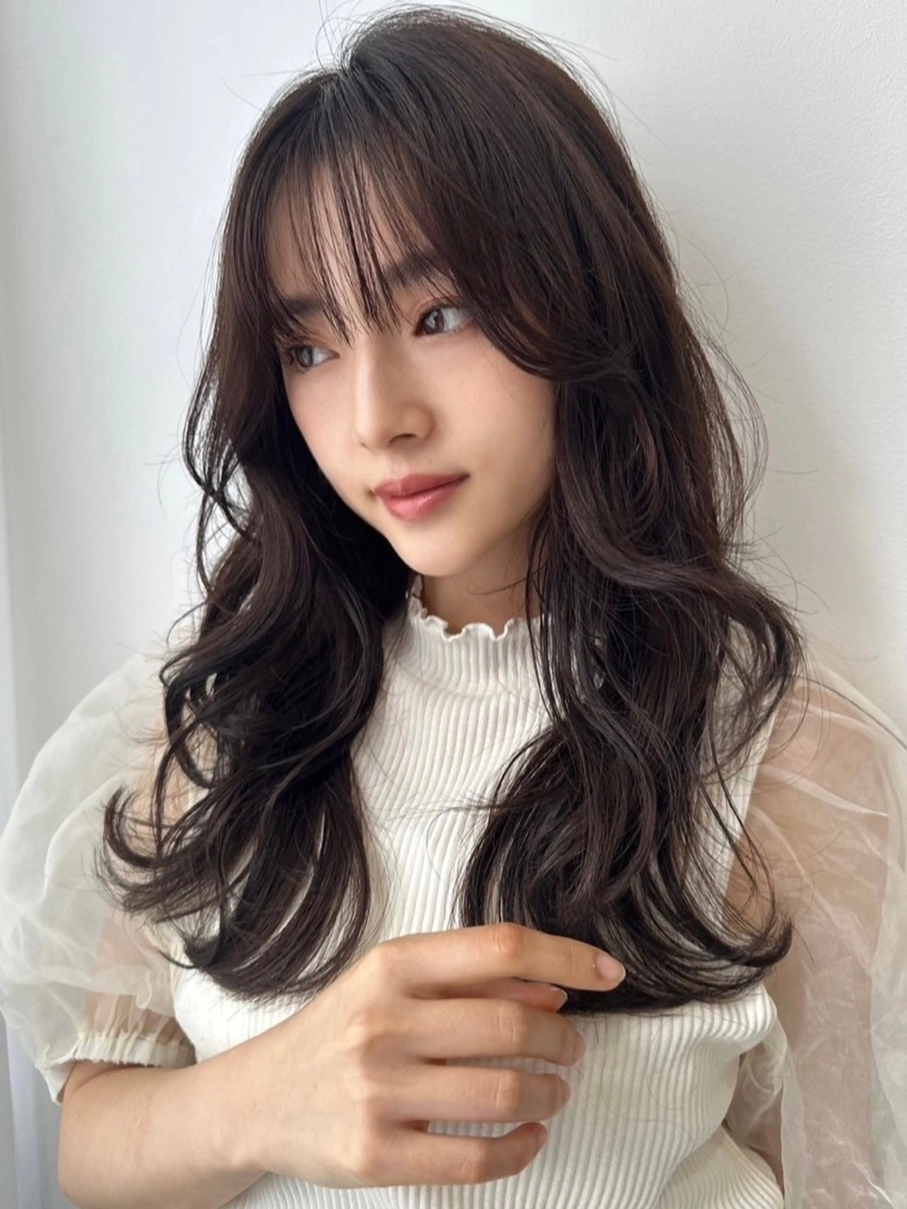 セミロング 顔まわりレイヤー 顔周りカット 韓国風ヘア レイヤーカット カット ヘアカラー トリートメント ヘアセット 銀座副店長/レイヤー /髪質改善/田島のヘアスタイル