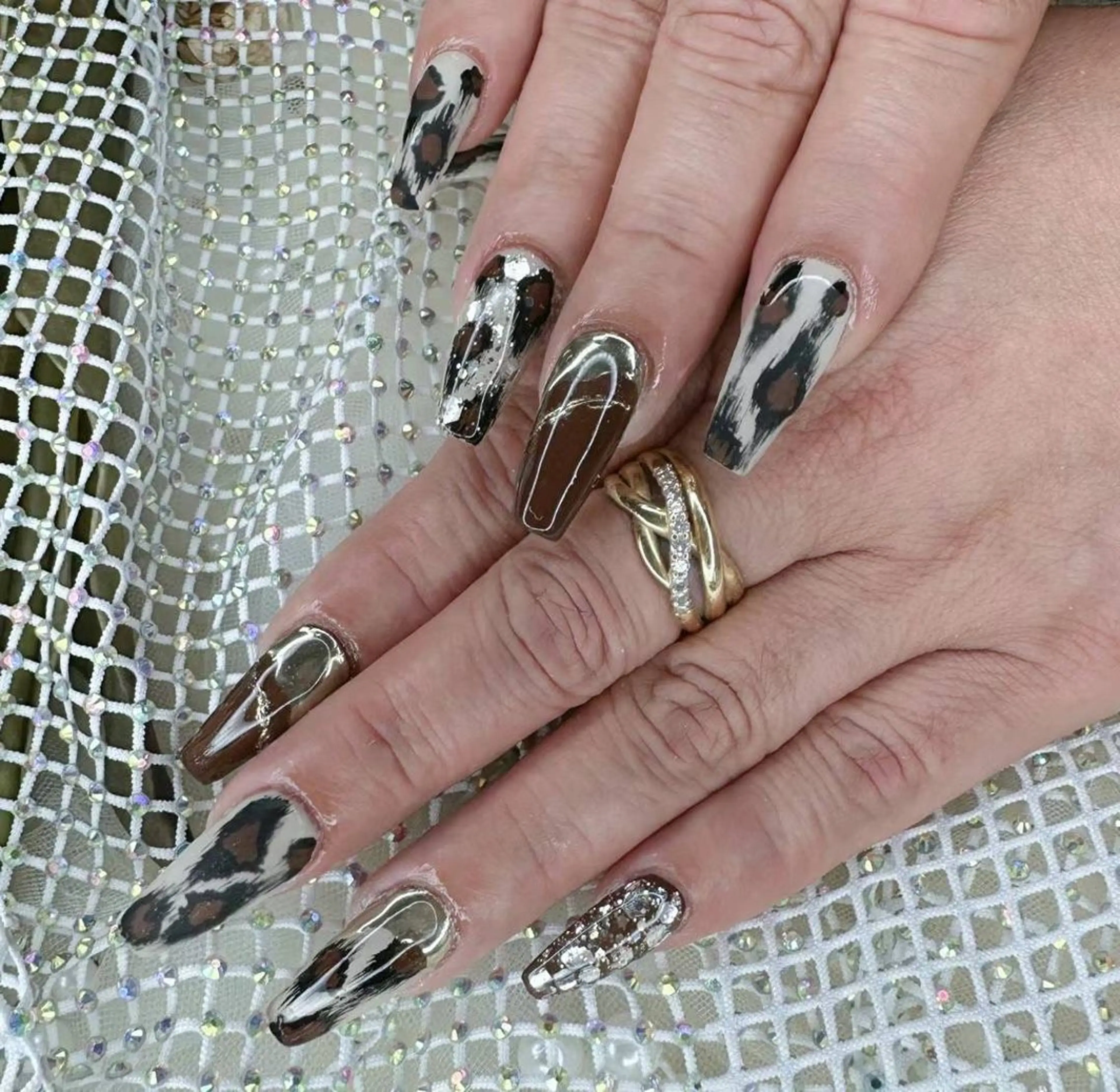 ネイル アニマル柄 ミラーネイル ハンドネイル Babarla Nailのネイルデザイン