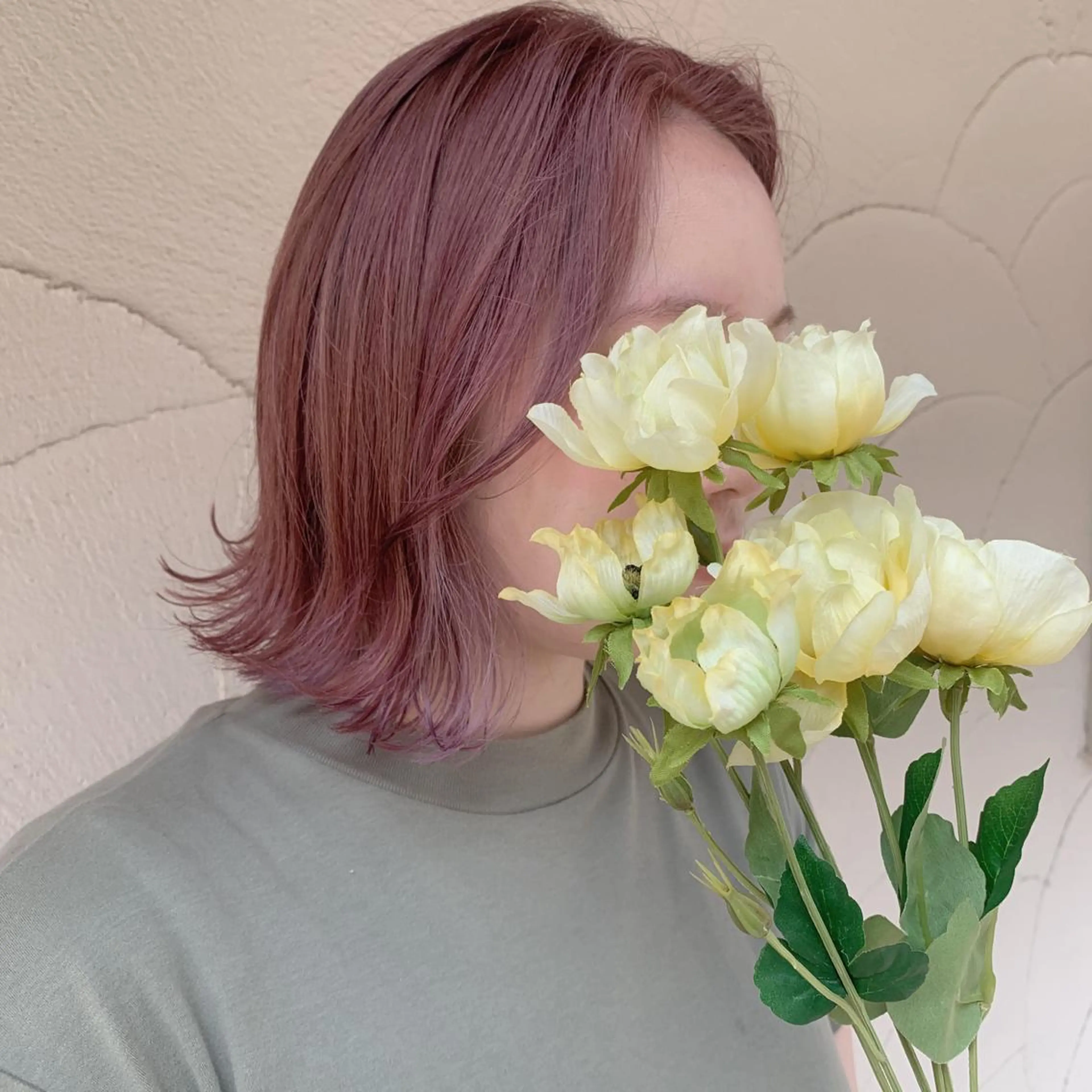 ショート カラー ピンクカラー タンバルモリ 韓国風ヘア オルチャンヘア ヘアカラー トリートメント 韓国×巻ける髪質改善 💍maki💍のヘアスタイル