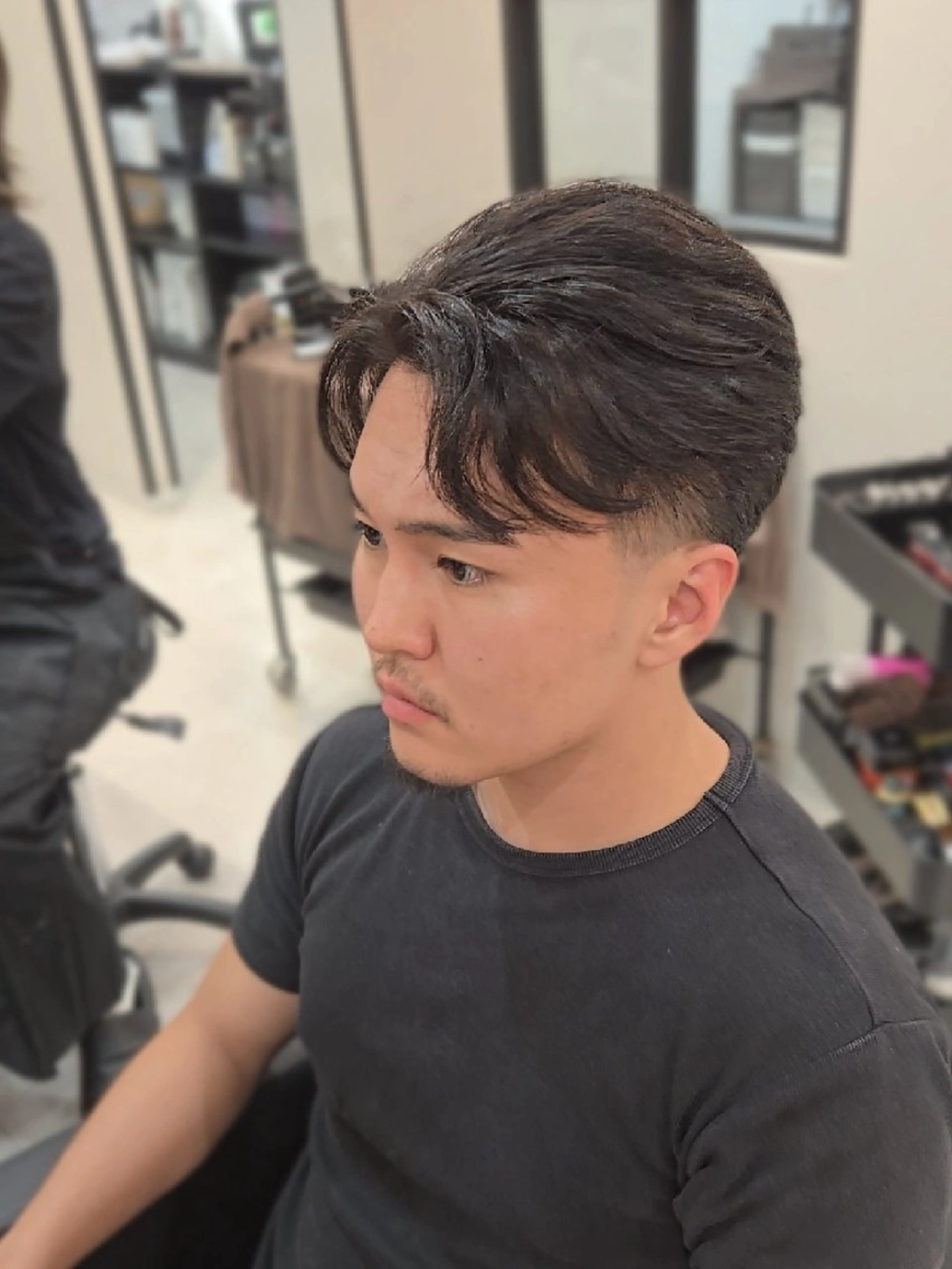 メンズ ミディアム パーマ フェードカット カット パーマ ヘアセット LEN名古屋/パーマ 海外ヘア/メンズ特化のヘアスタイル