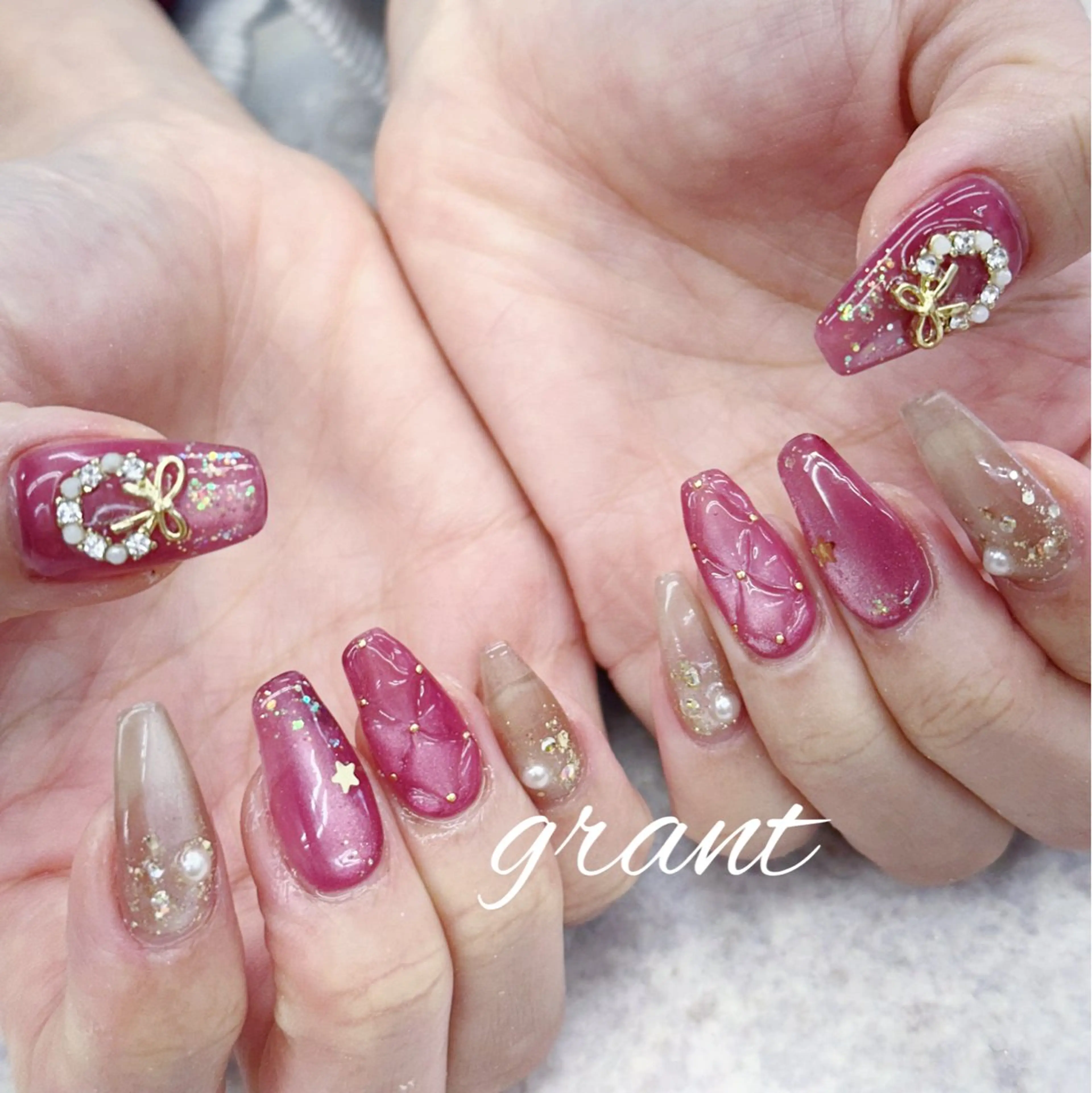 ネイル マグネットネイル 冬ネイル ハンドネイル nailsalon grantのネイルデザイン