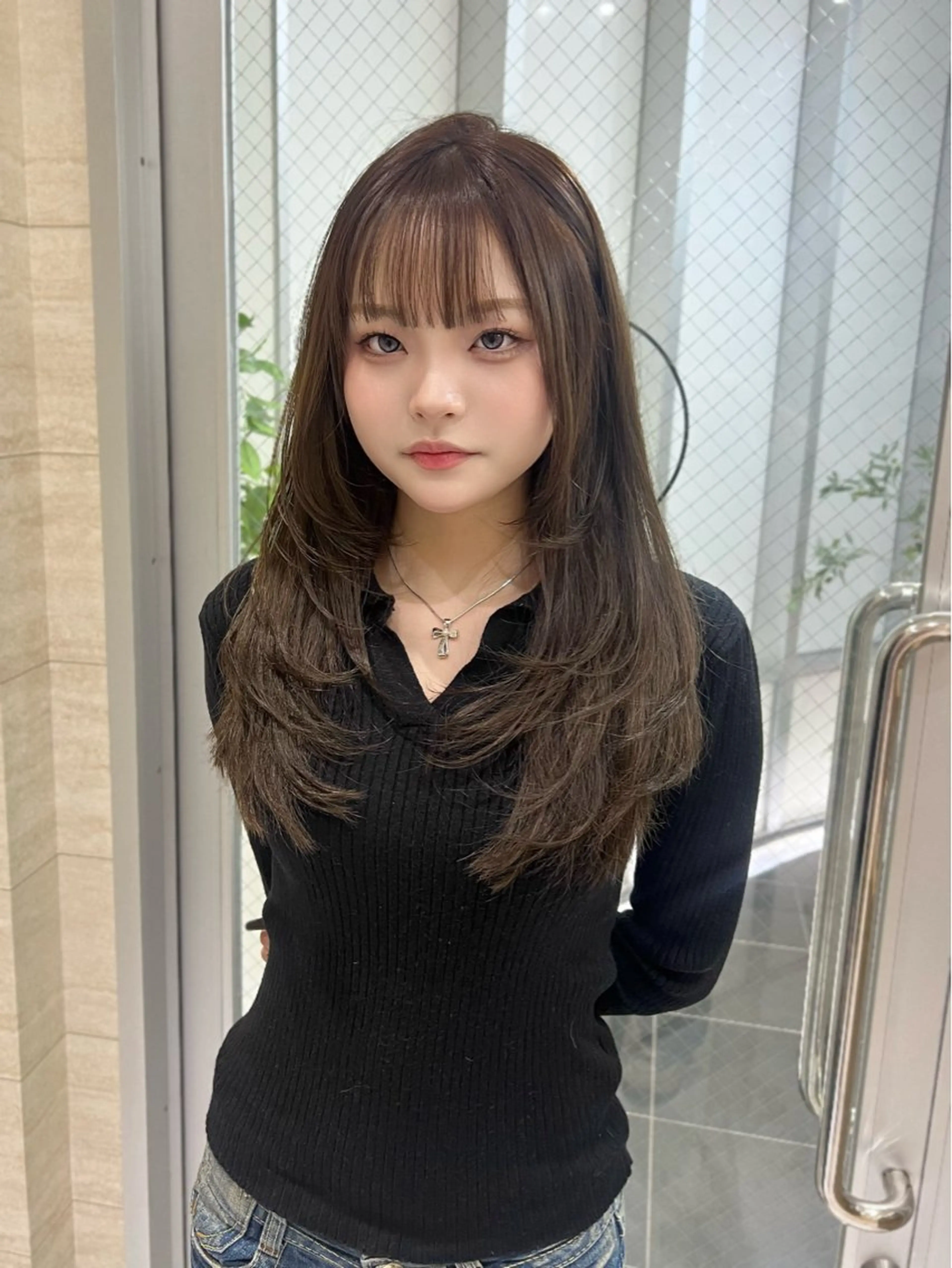ロング カット ヘアカラー トリートメント 🎀zina/韓国 🎀amiのヘアスタイル