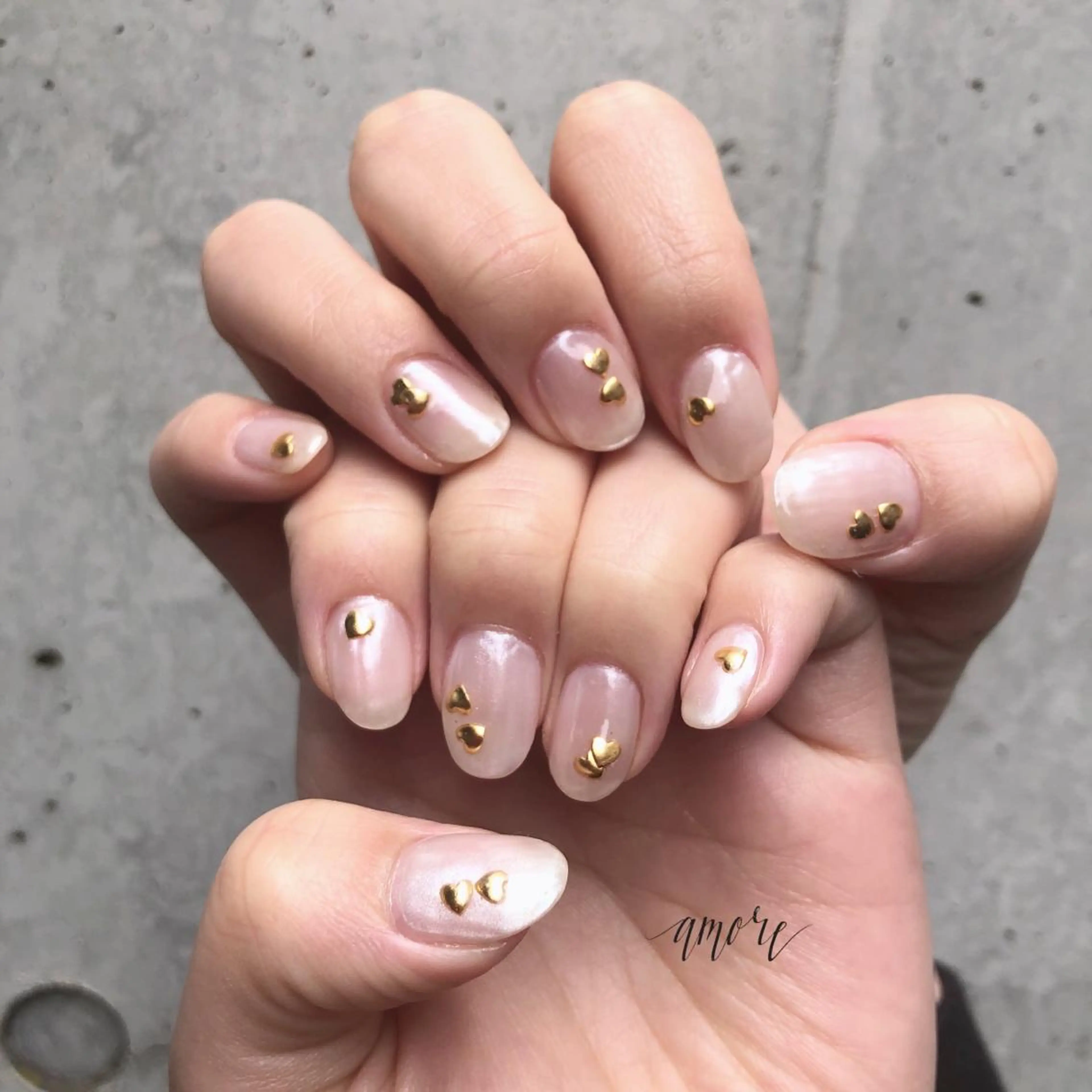 ネイル ジェルネイル ハート ミラーネイル ニュアンスネイル 春ネイル You kyehwaのネイルデザイン