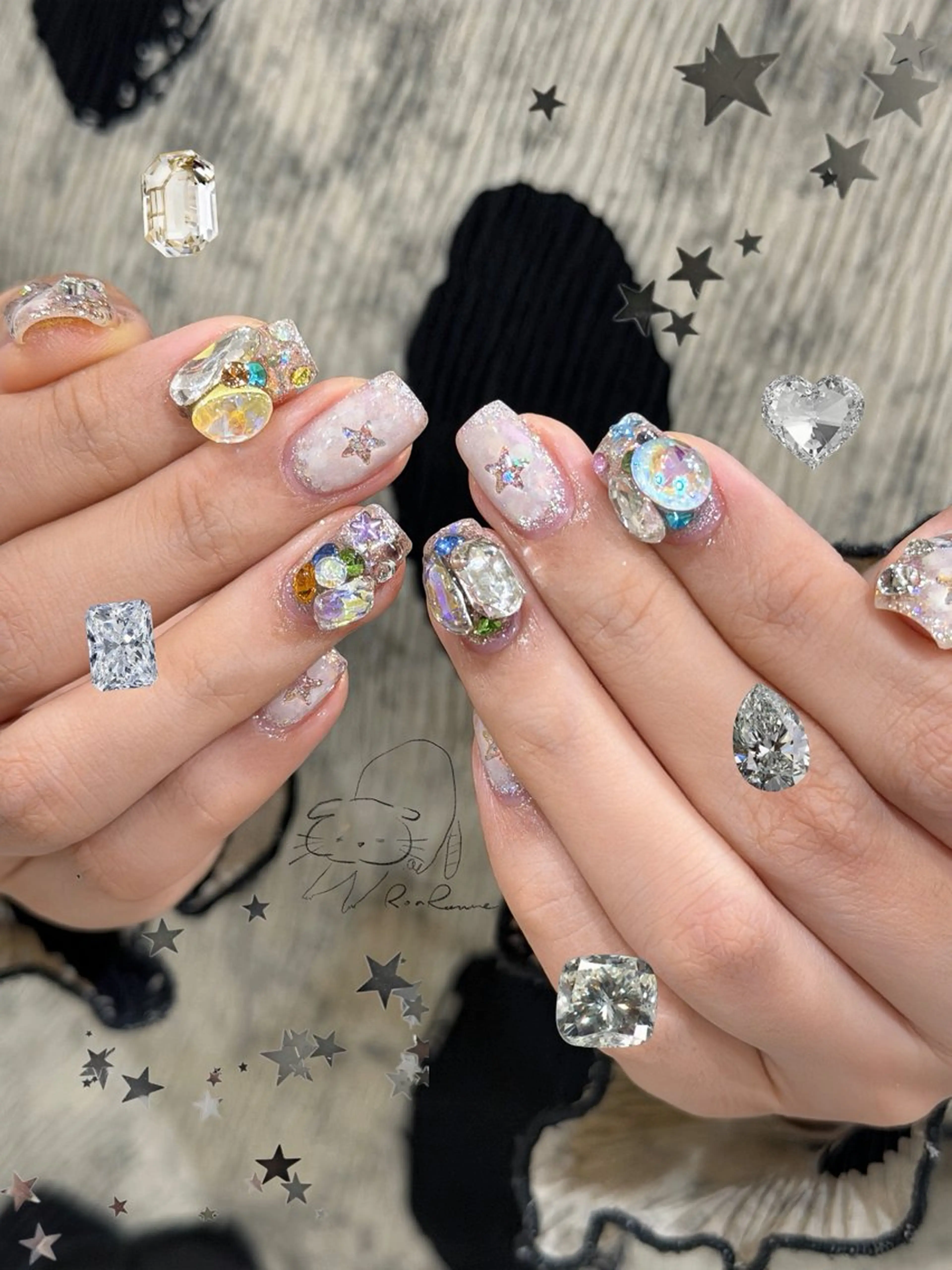 ネイル オーロラネイル 長さ出し フレンチネイル ジェルネイル ミラーネイル ハンドネイル ronronne .のネイルデザイン