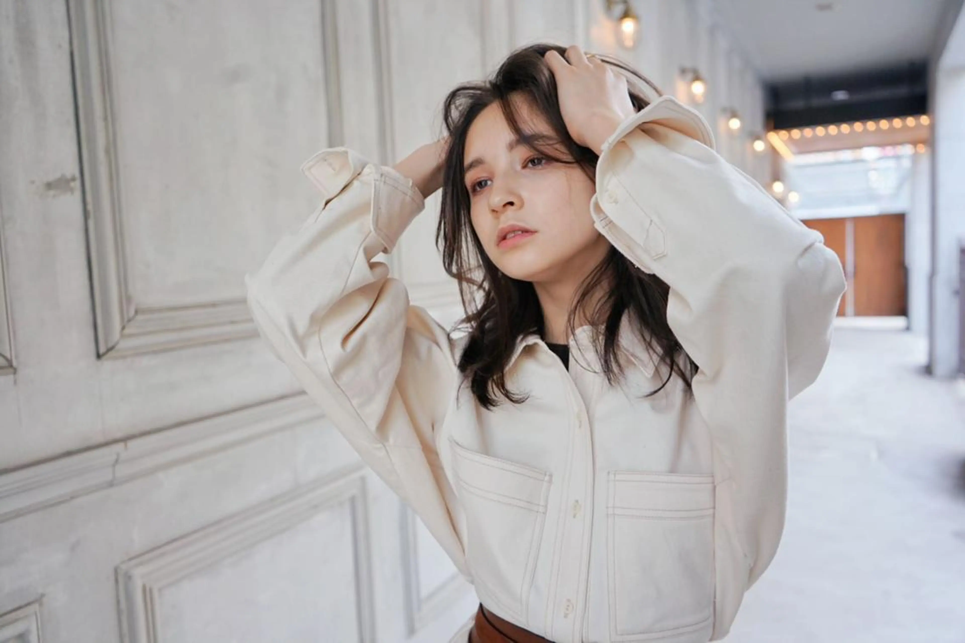 セミロング カラー パーマ ヘアアレンジ アディクシーカラー ベージュカラー フォギーベージュ ハイトーンカラー デート N° uairo 川崎店【ユアイロ】のヘアスタイル