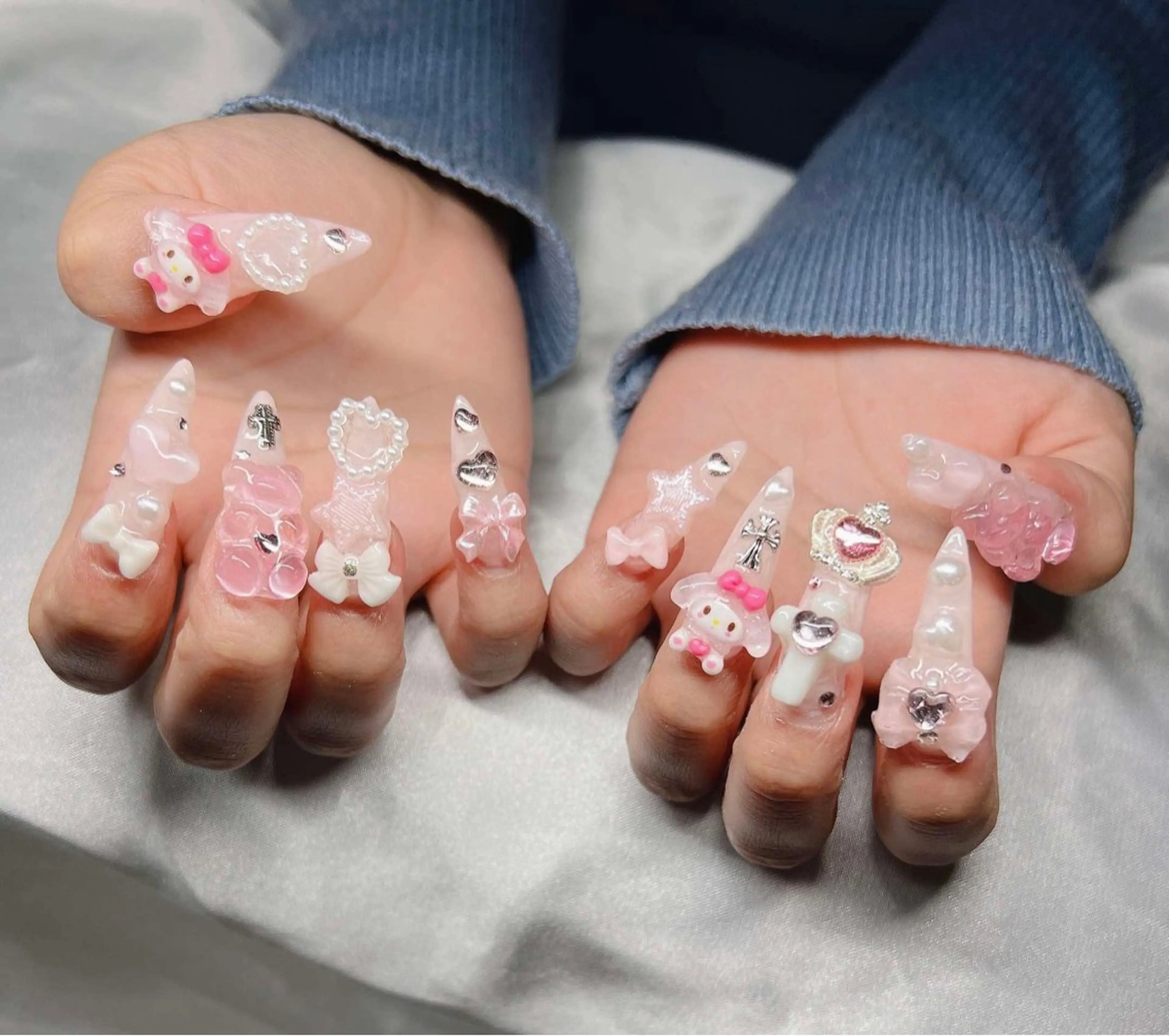 ネイル 長さ出し グラデーション キラキラネイル マグネットネイル ニュアンスネイル ハンドネイル Lee Nails チップ長さだし専門店のネイルデザイン