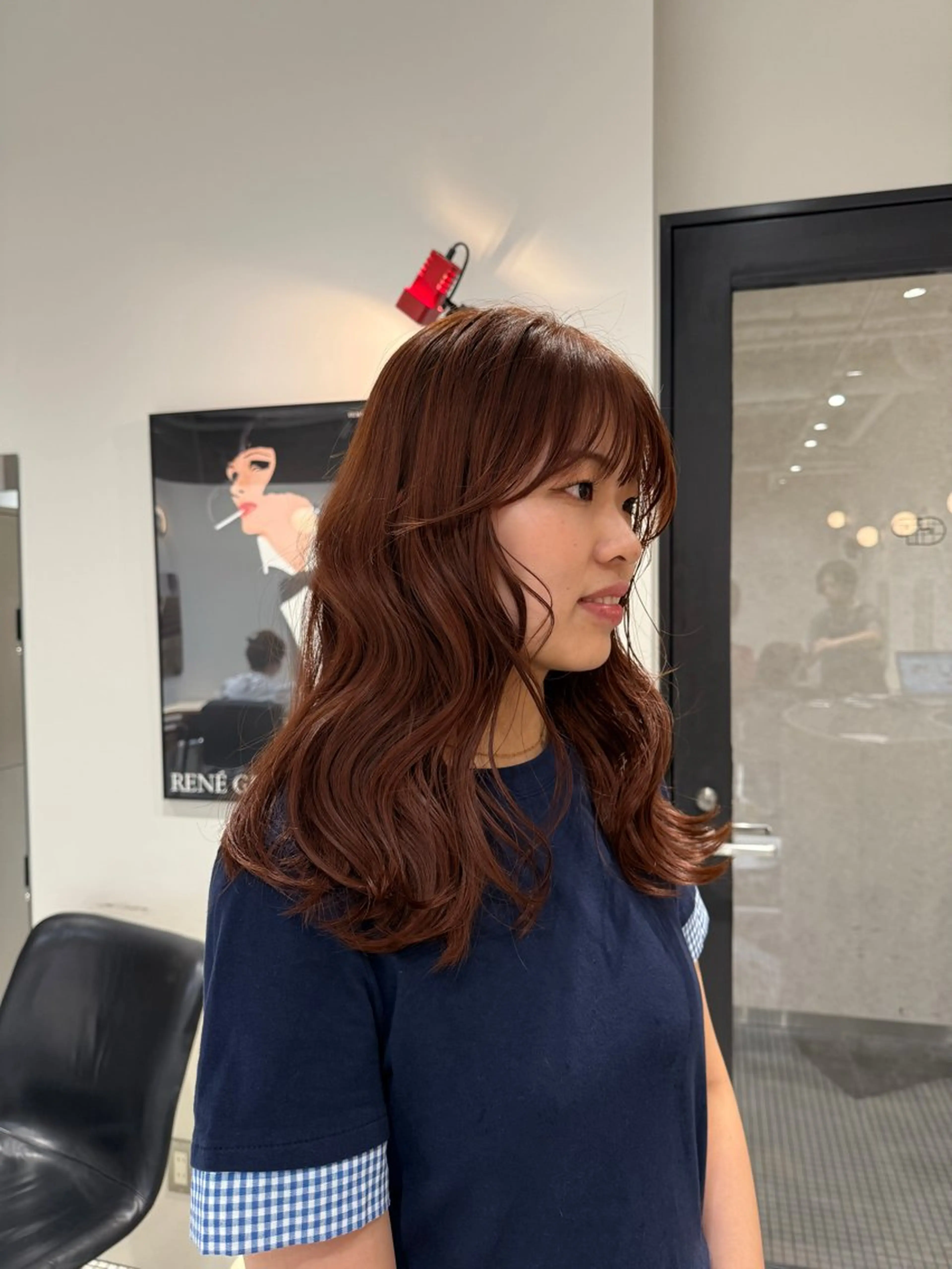 セミロング カラー ブラウンカラー オレンジ オレンジブラウン カット ヘアカラー トリートメント コノカ/暖色カラー/ 透明感カラーのヘアスタイル