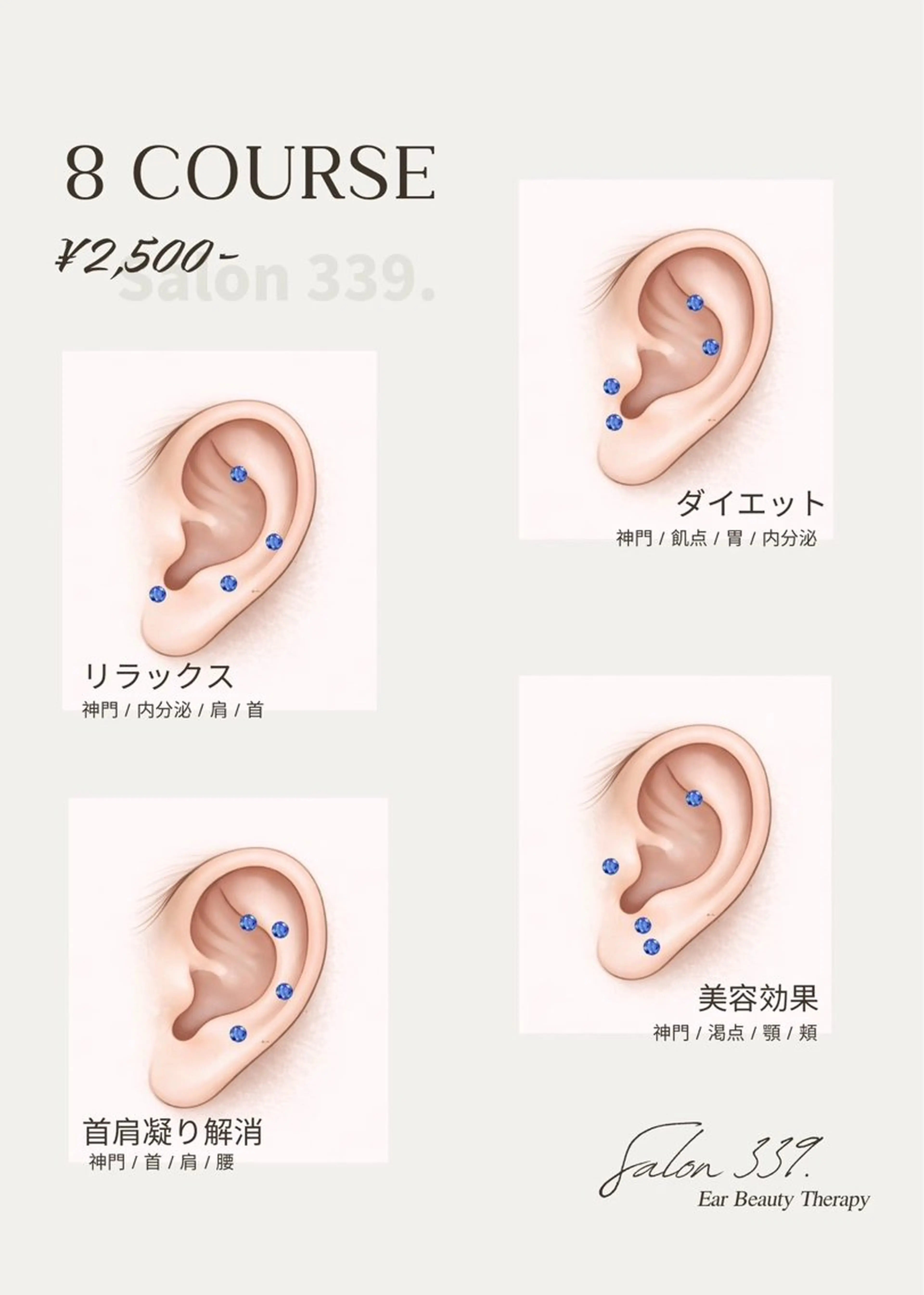 💙耳ツボジュエリー8コ(耳介撮影、口コミ)💎の写真
