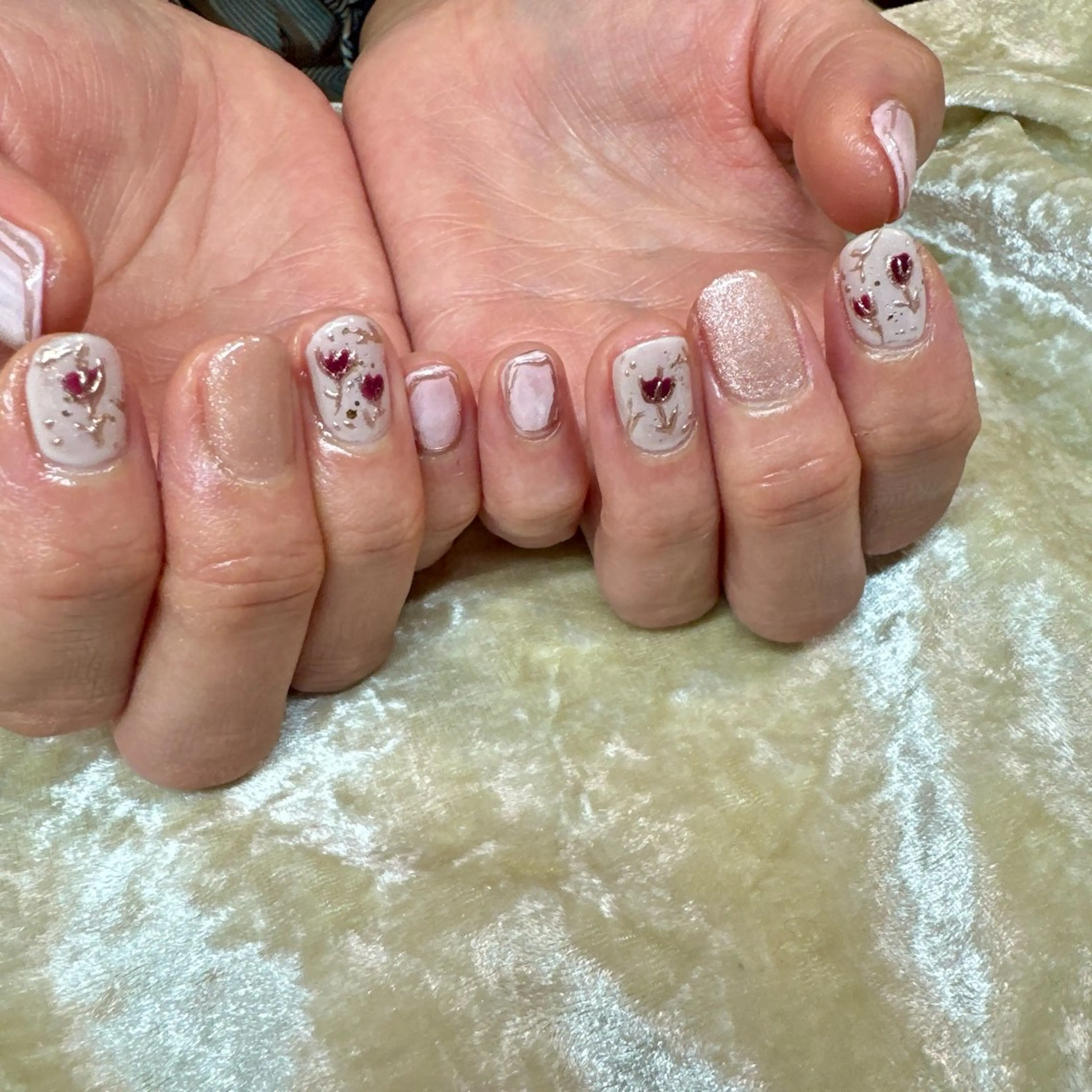 ネイル マグネットネイル ピンク ハンドネイル N.plus NaiLのネイルデザイン