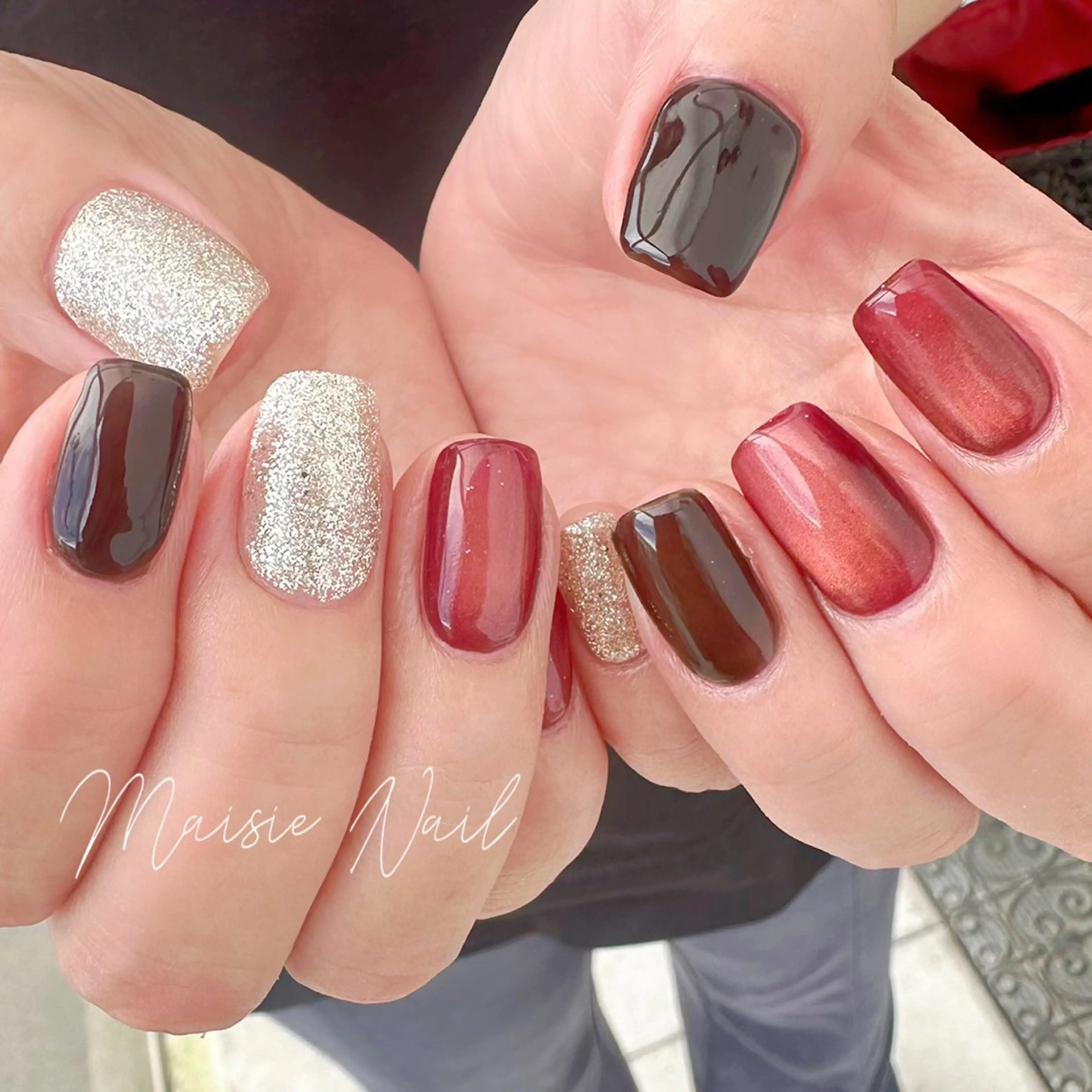 ネイル ボルドー マグネットネイル シンプルネイル m megumiのエステ・リラクイメージ