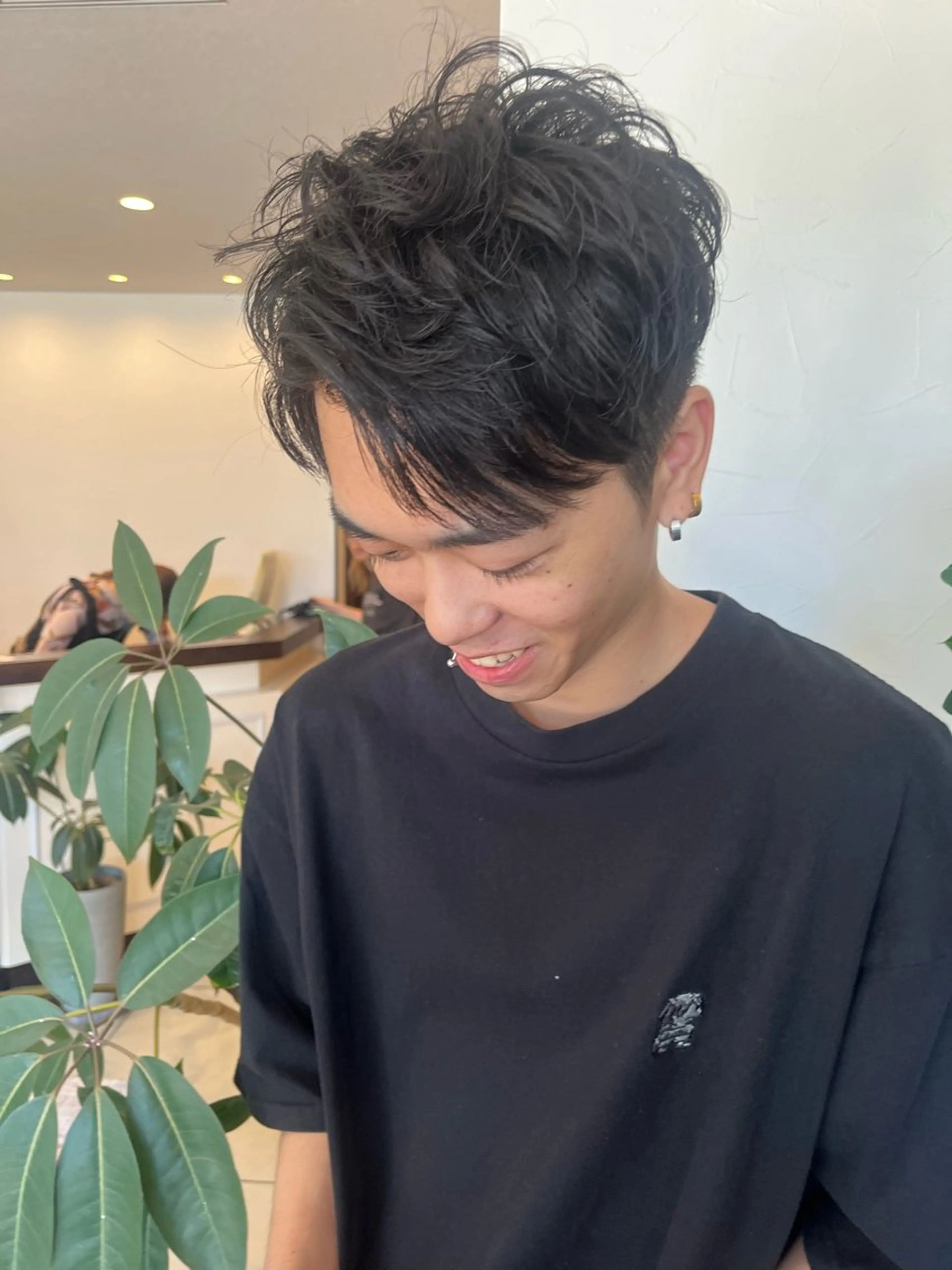 ショート パーマ メンズ 柔らかい艶暖色 レイヤー🫧姫汝のヘアスタイル